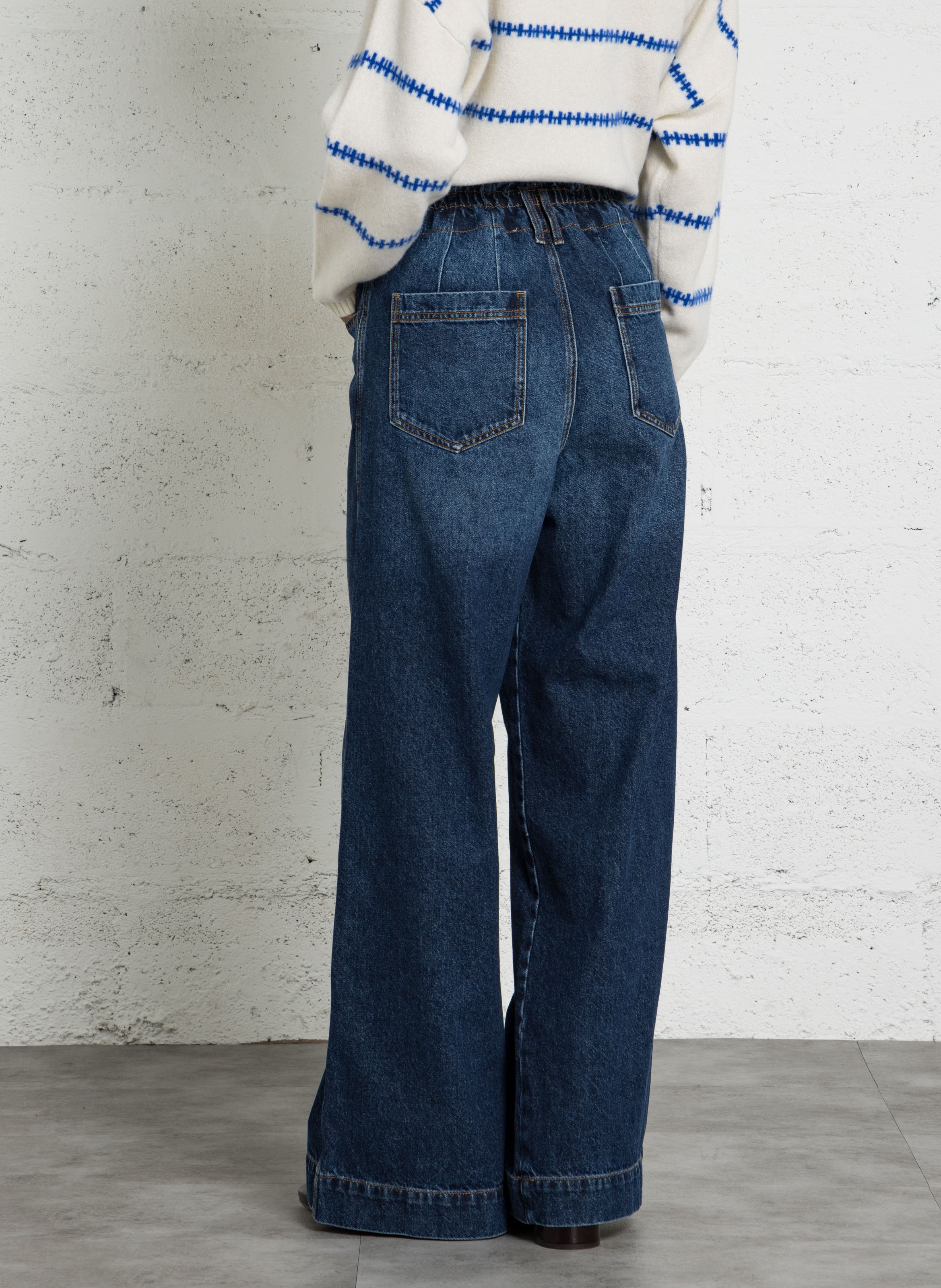 Wijde denim jeans van katoen TINSELS Blauw