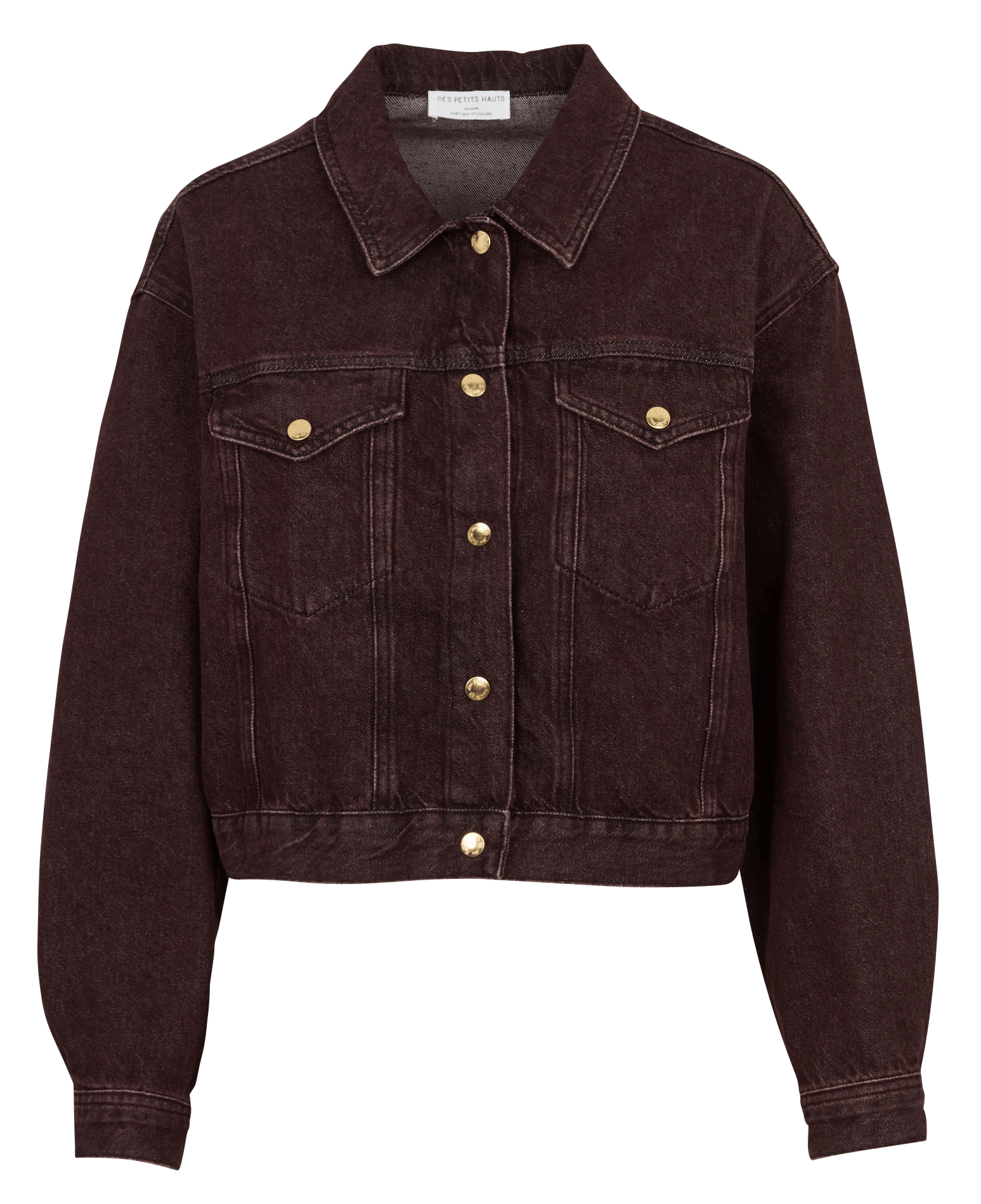 Weite Jeansjacke aus Baumwolle DES PETITS HAUTS Braun
