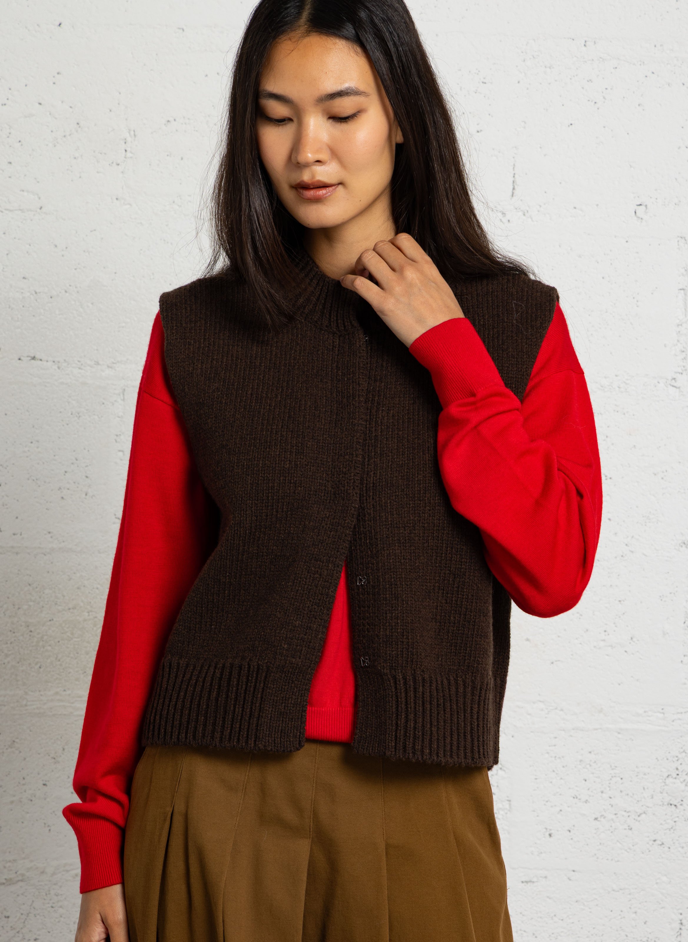 Oversize Wollweste SOEUR Braun