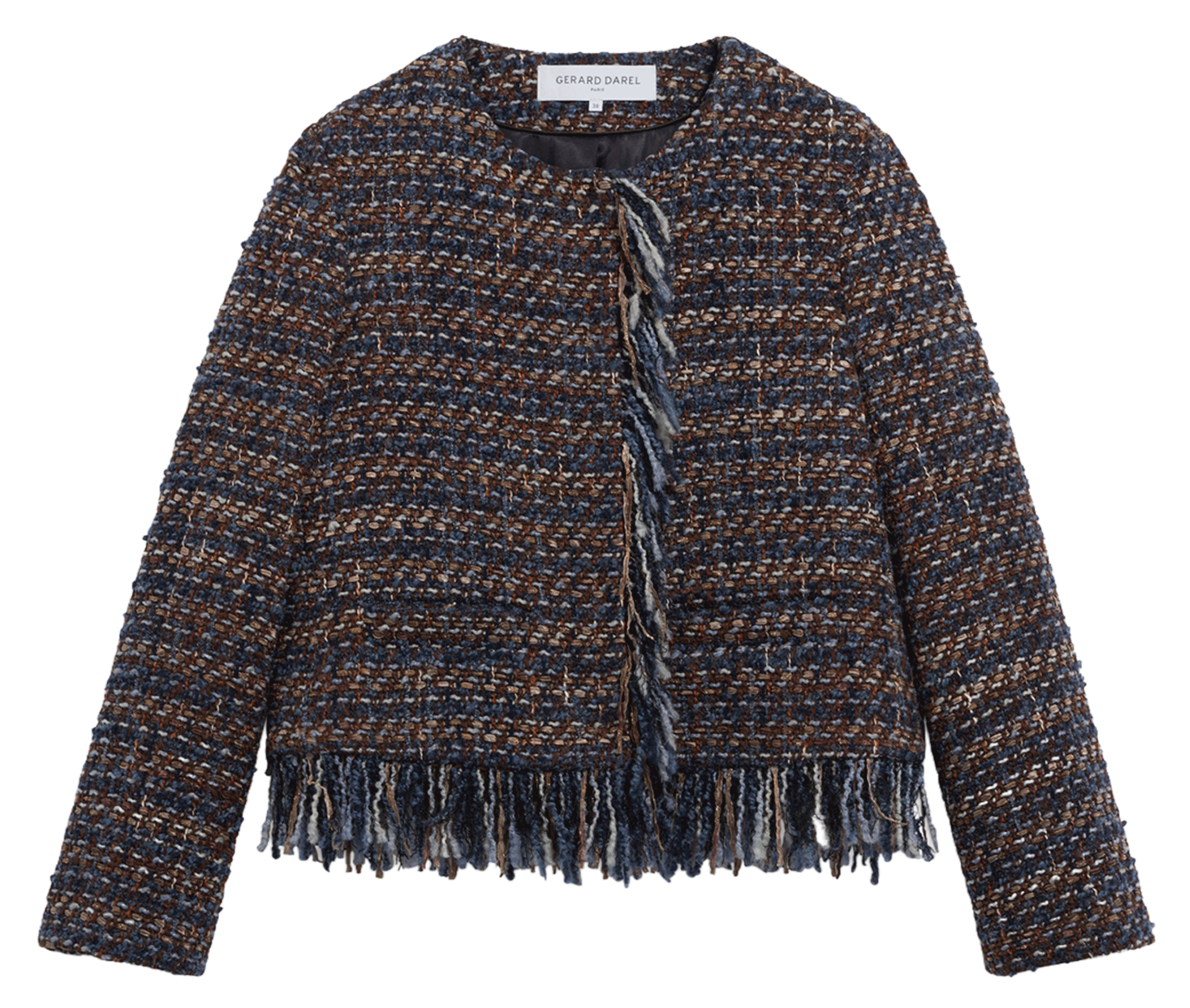 Straight round-neck tweed jacket GERARD DAREL Blue