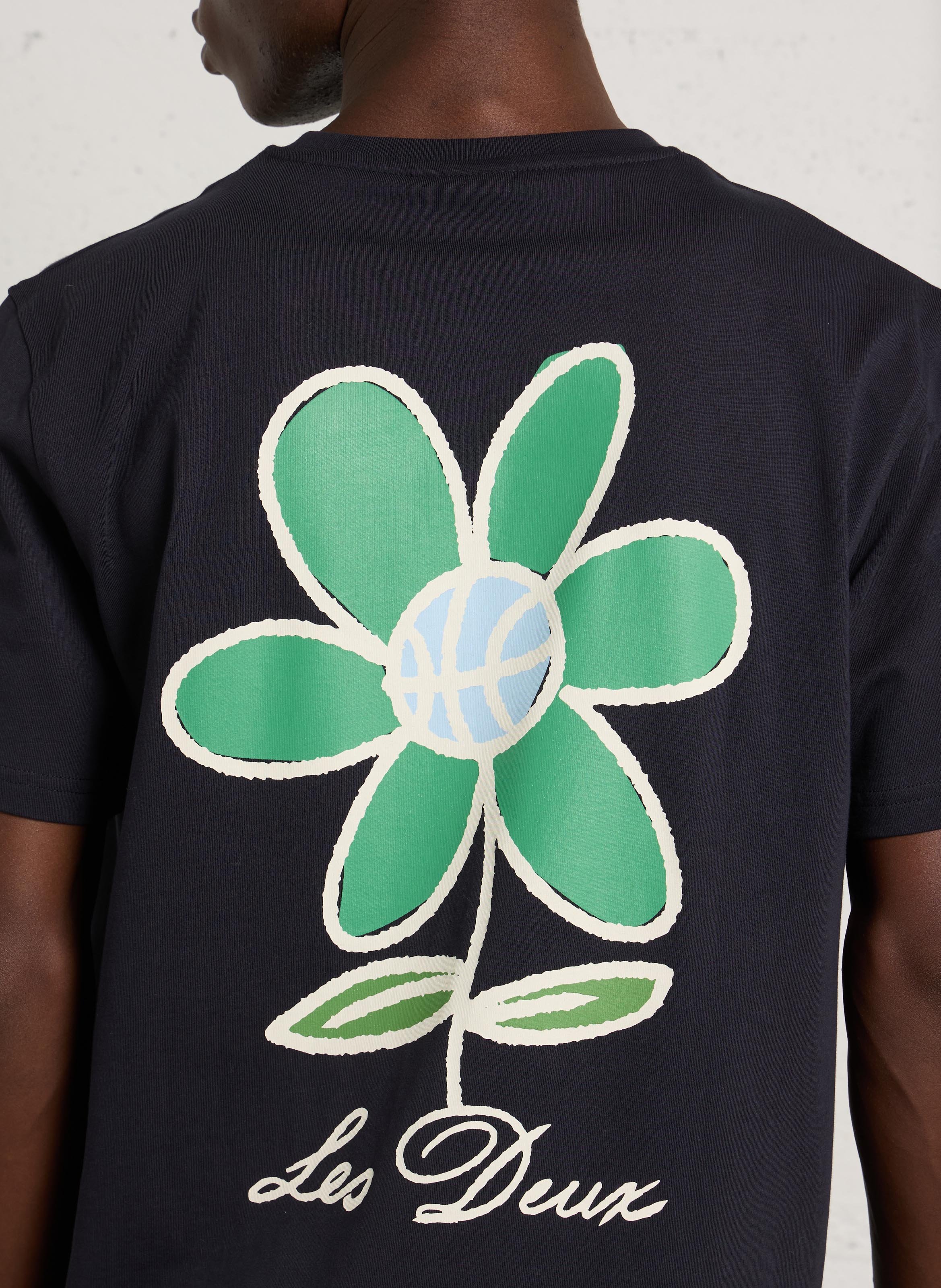 Tee-shirt col rond en coton bio LES DEUX Bleu