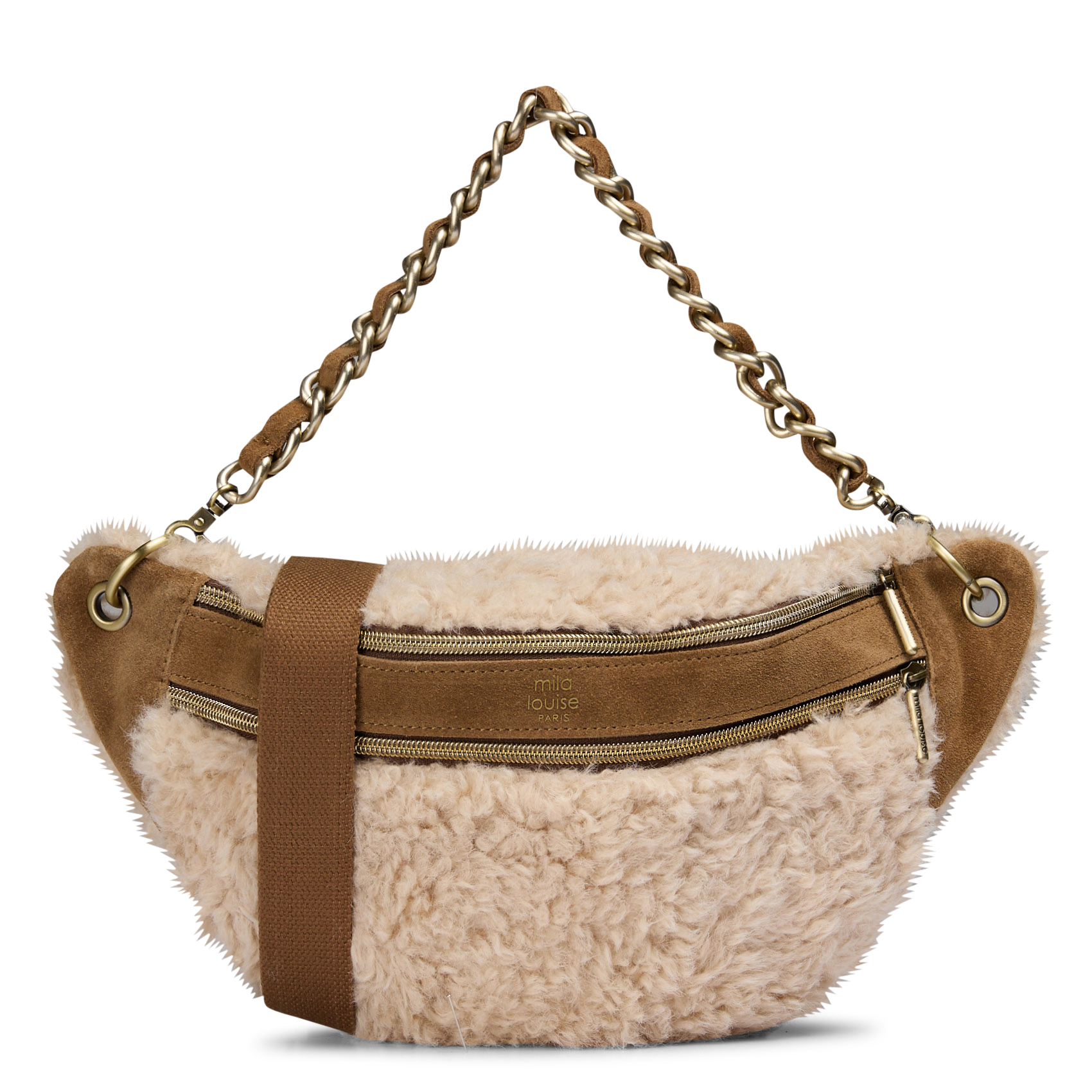 Gürteltasche mit Fell-Effekt MILA LOUISE Beige