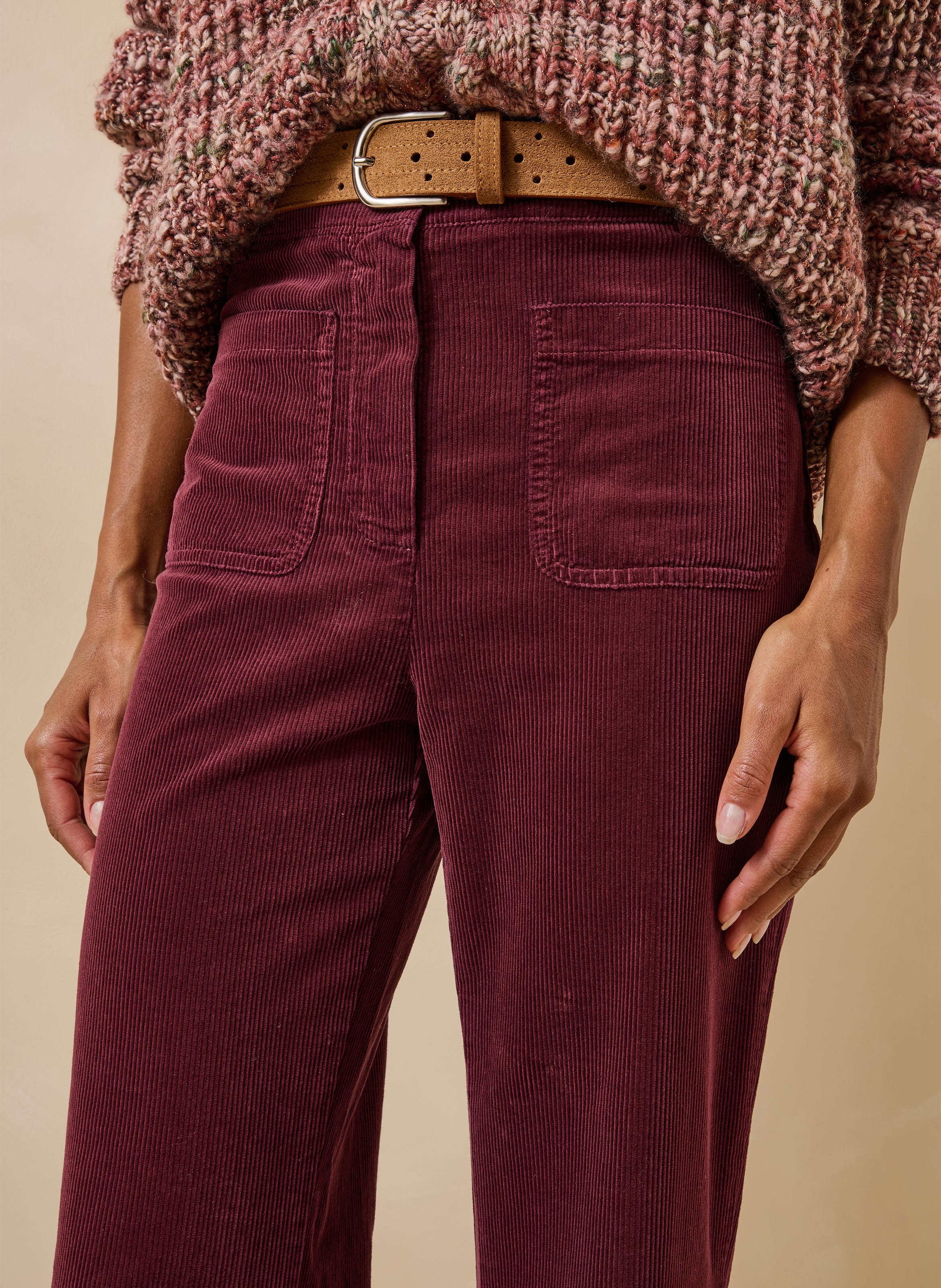 Pantalon large velours côtelé en coton mélangé LA FEE MARABOUTEE Rot
