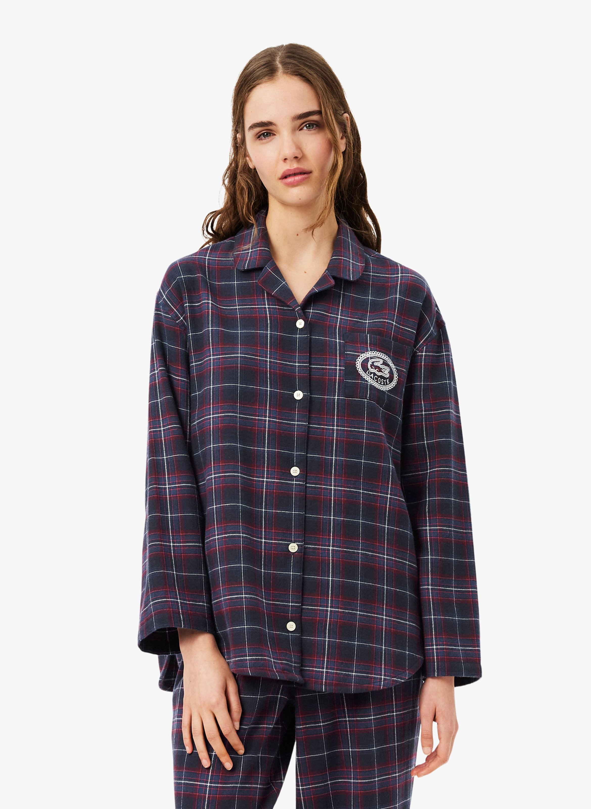 Checked cotton pajama set LACOSTE Blue