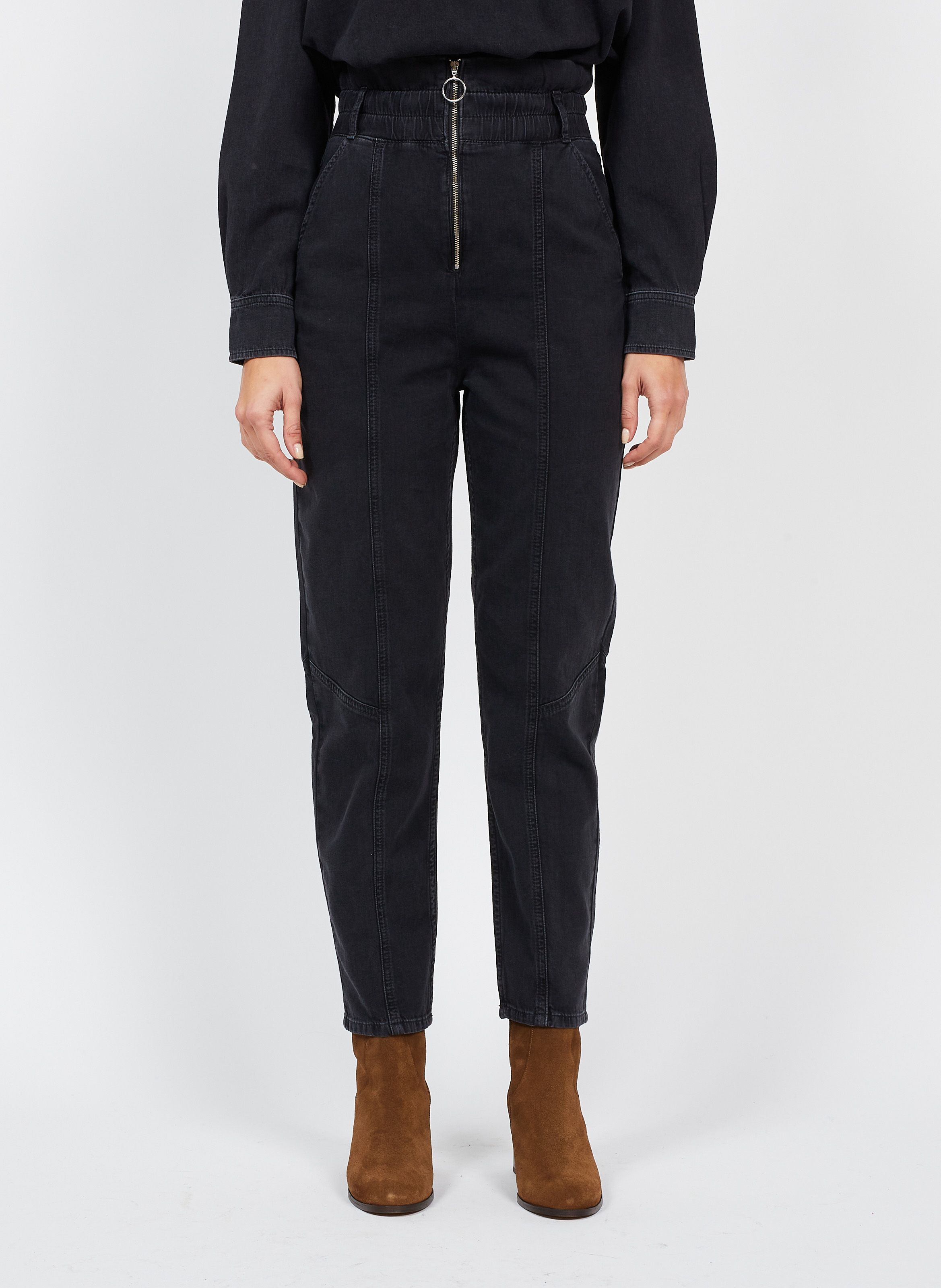 Pantalon Carotte En Coton Mony Noir Ba sh Femme Place des