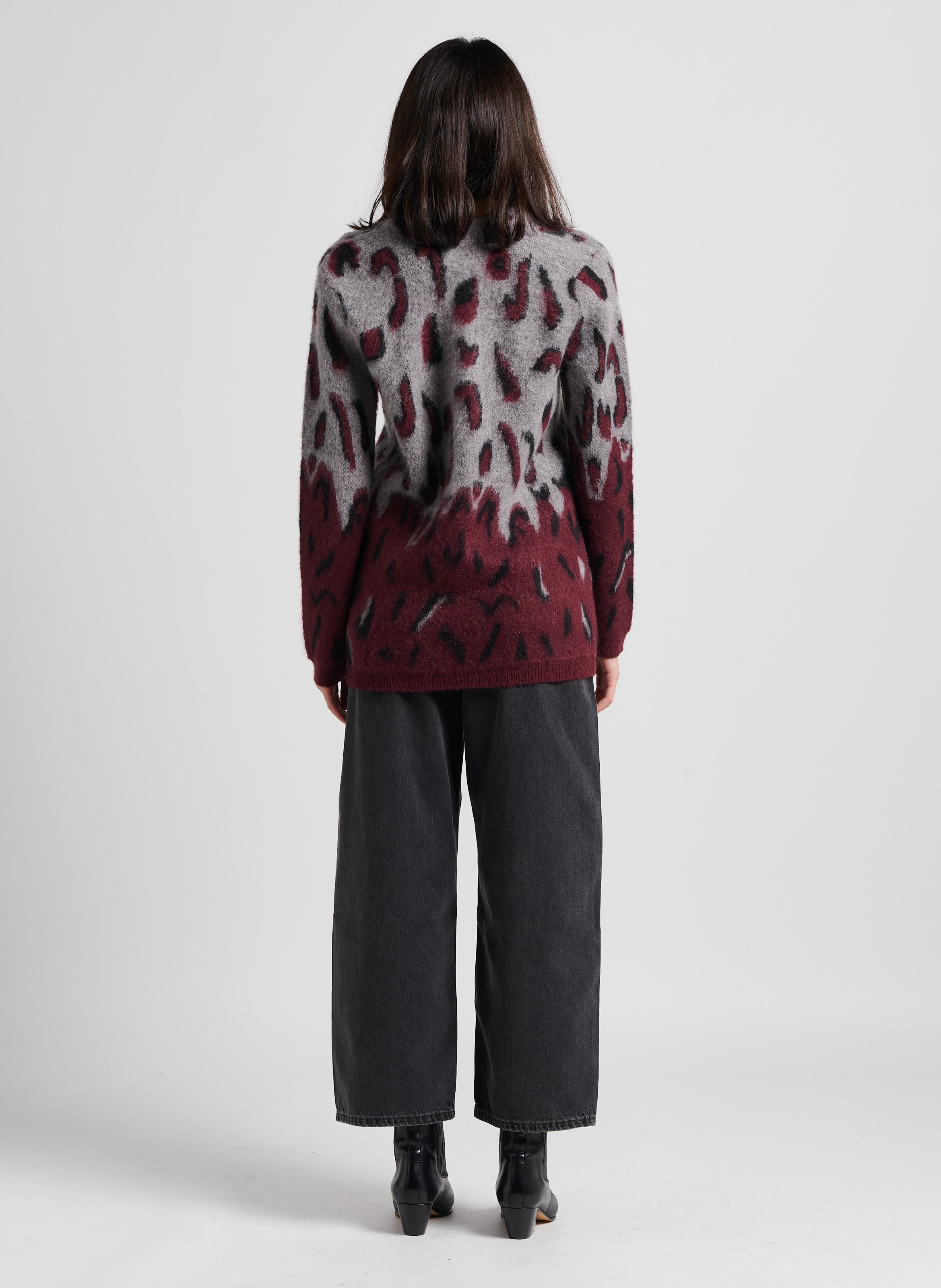 Gerade geschnittene Strickjacke mit V-Ausschnitt und Print SCOTCH AND SODA Rot