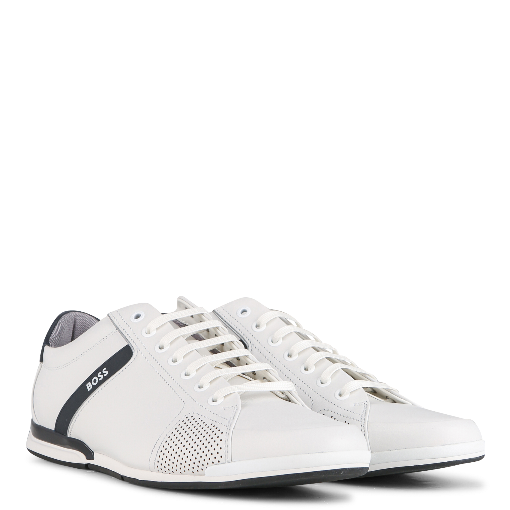 Leather low-top sneakers BOSS White