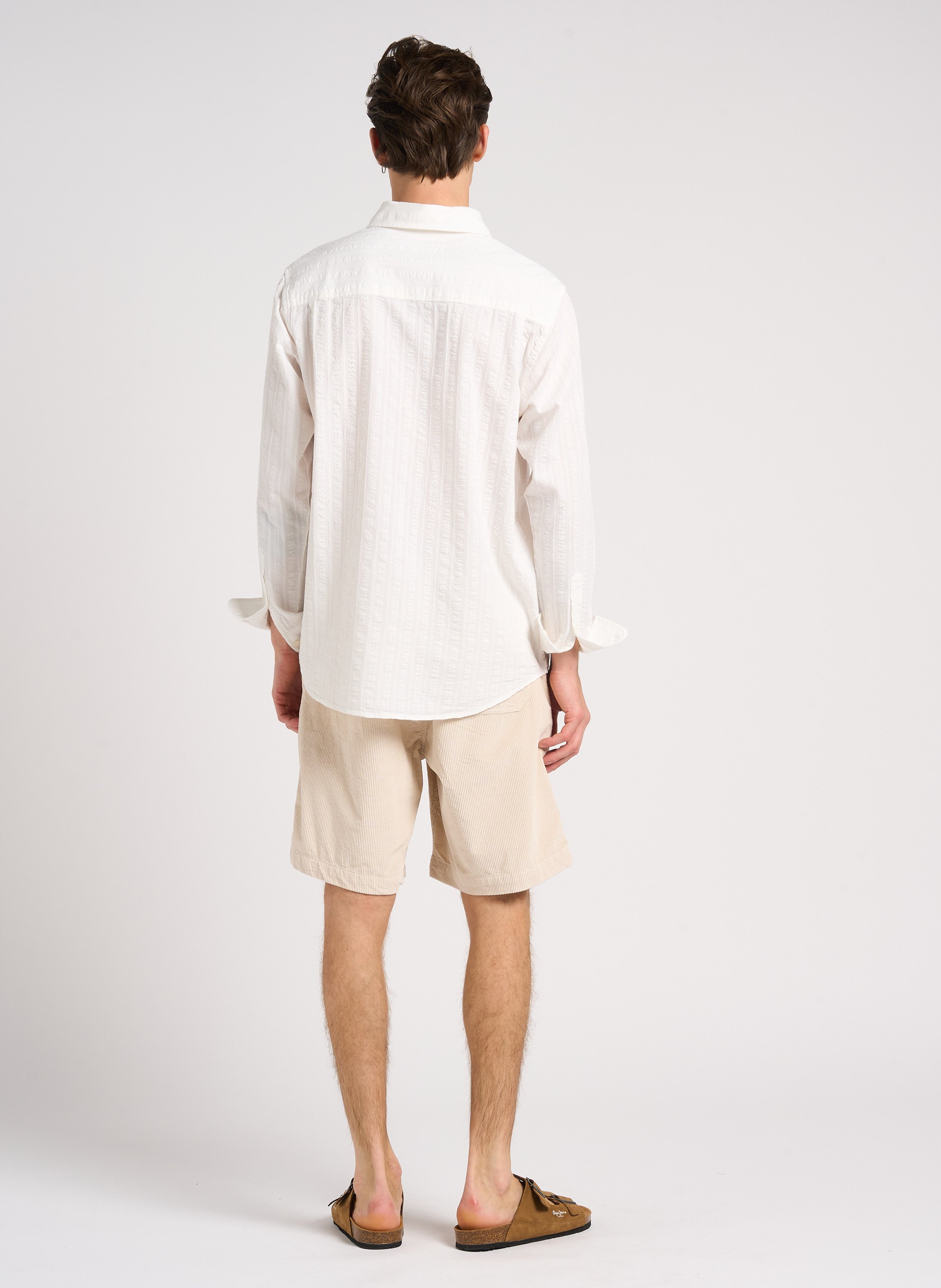 Chemise regular texturée en coton bio SAMSOE SAMSOE Blanc