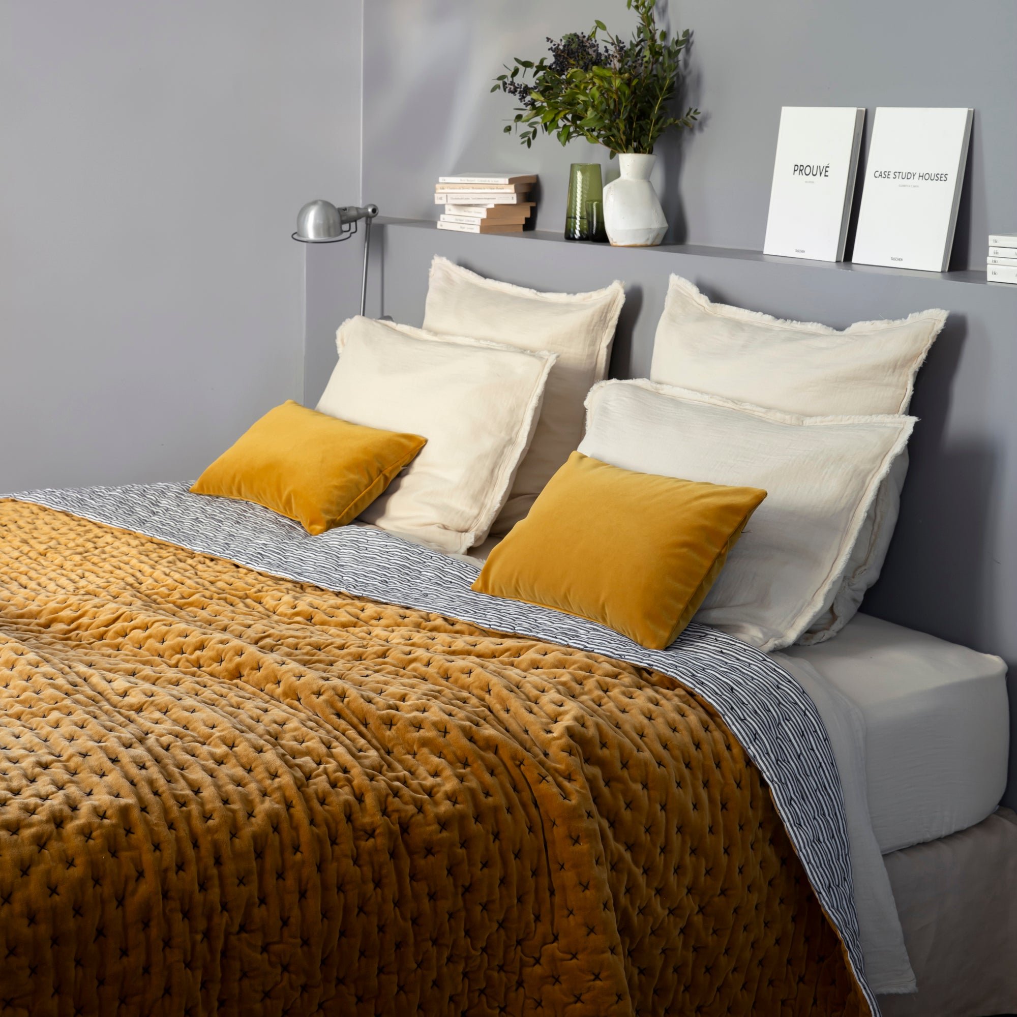 MALO - Quilted linen bedspread MADURA Yellow