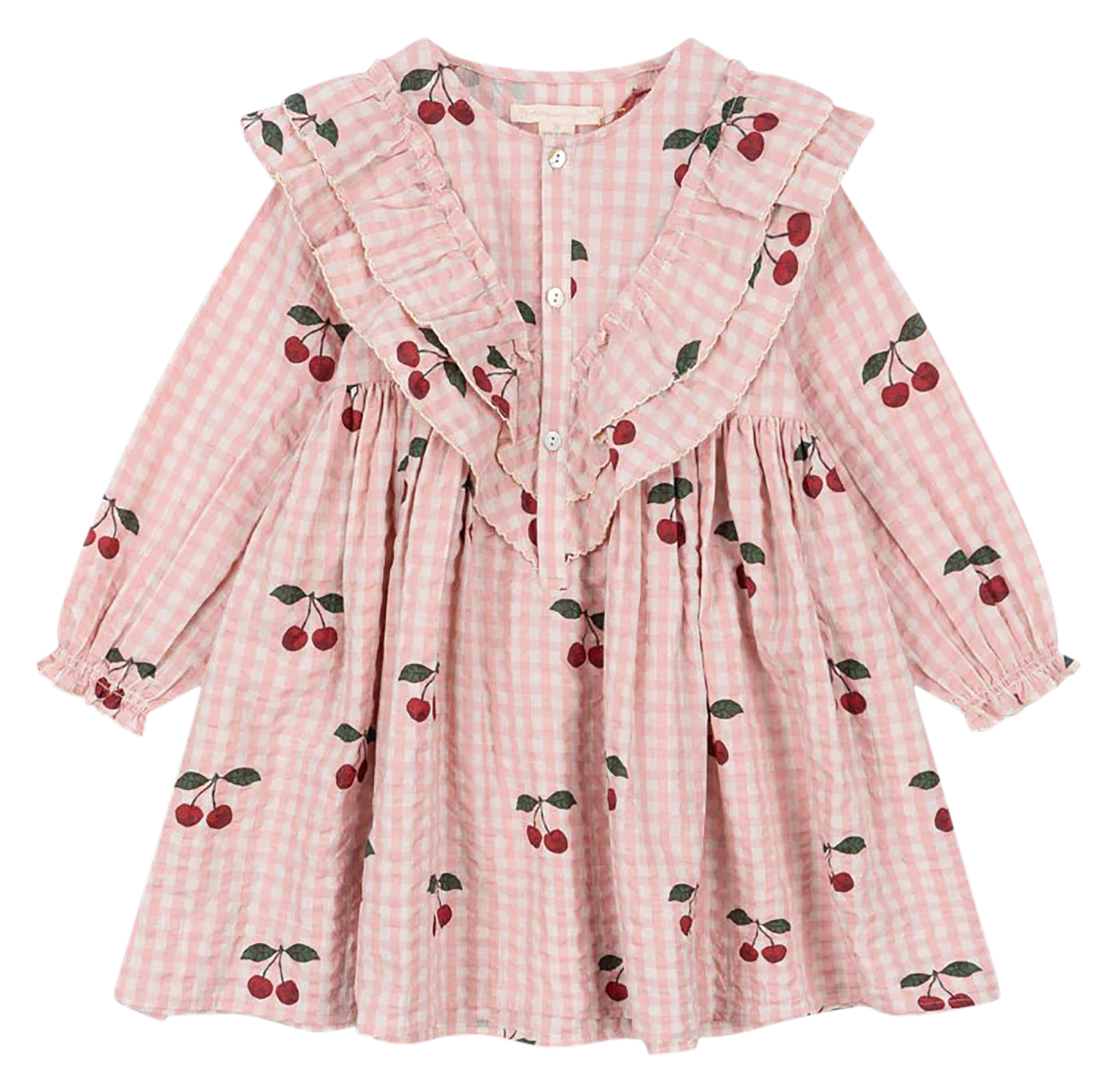 Robe courte à volants en coton bio  KONGES SLOJD Rose