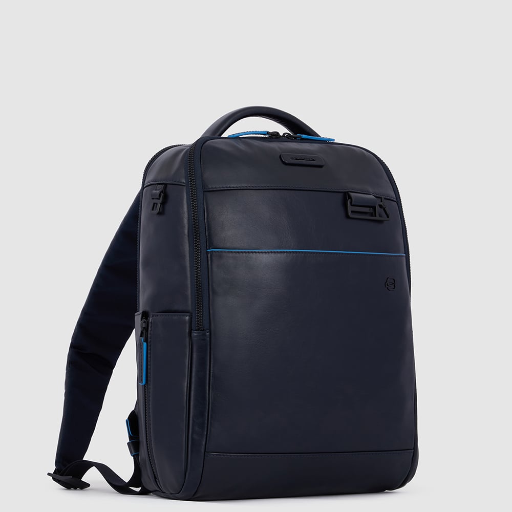 Leather backpack PIQUADRO Blue