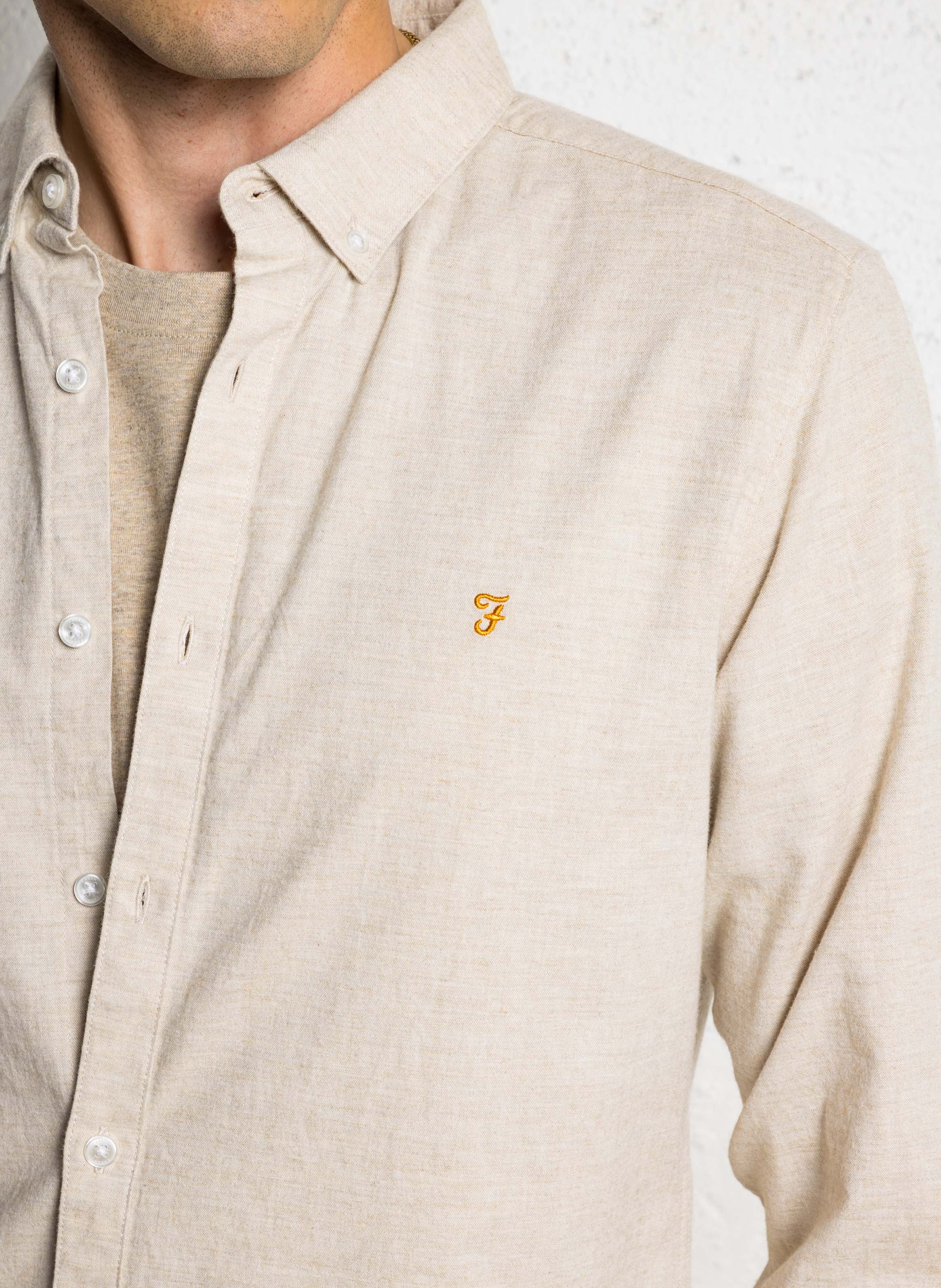 Hemd aus Bio-Baumwolle mit Button-down-Kragen, Slim Fit Beige