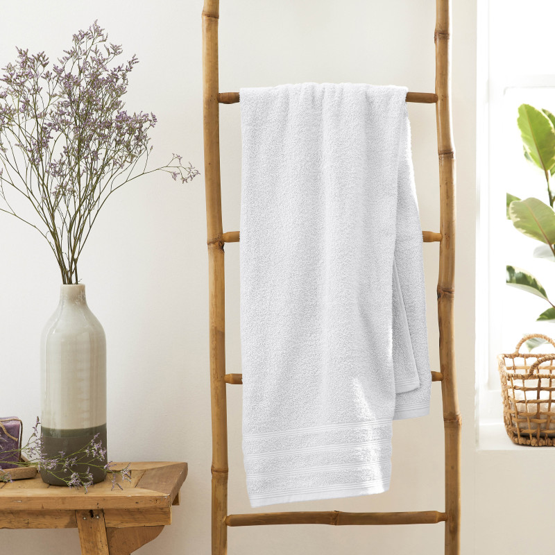 100% combed cotton bath towel COTON PUR White