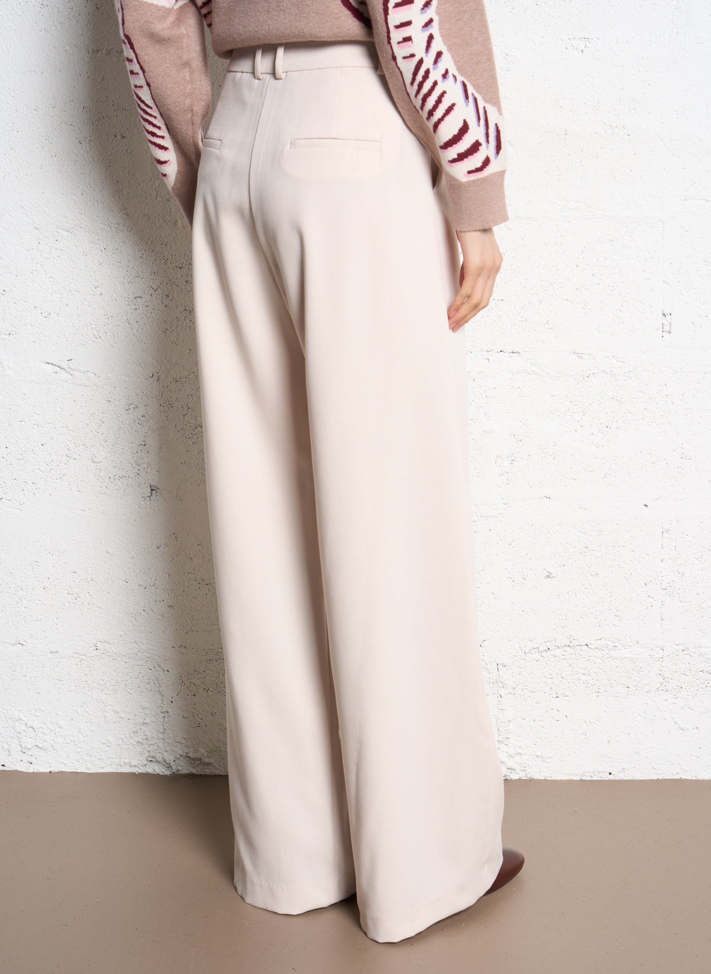 Pantalon large taille haute SUNCOO Blanc