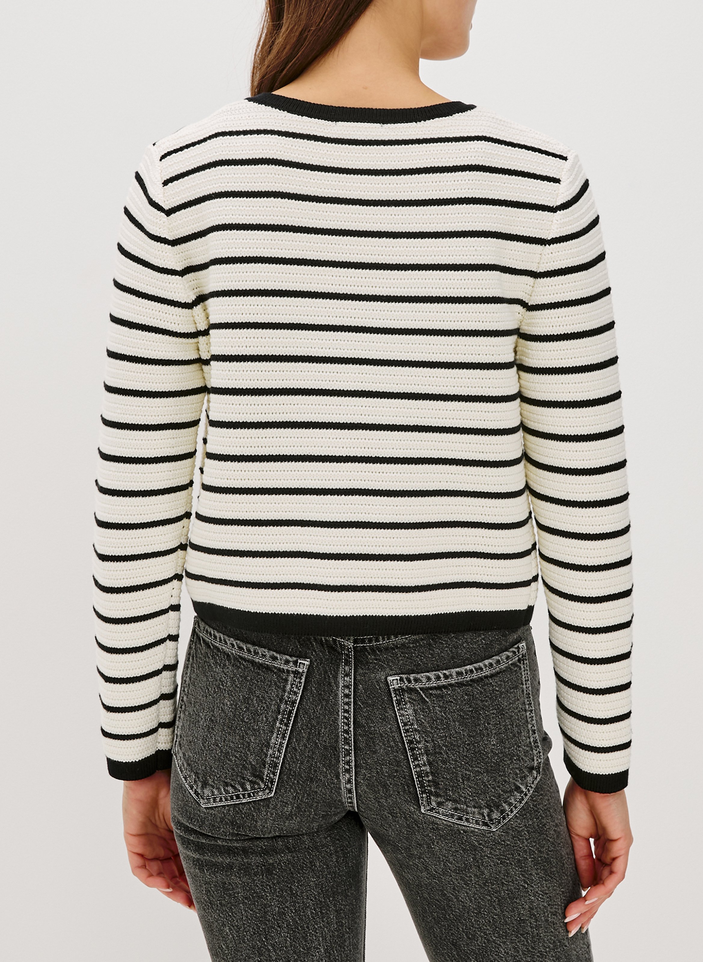 Cardigan court boutonné à rayures RAILS Multicolore