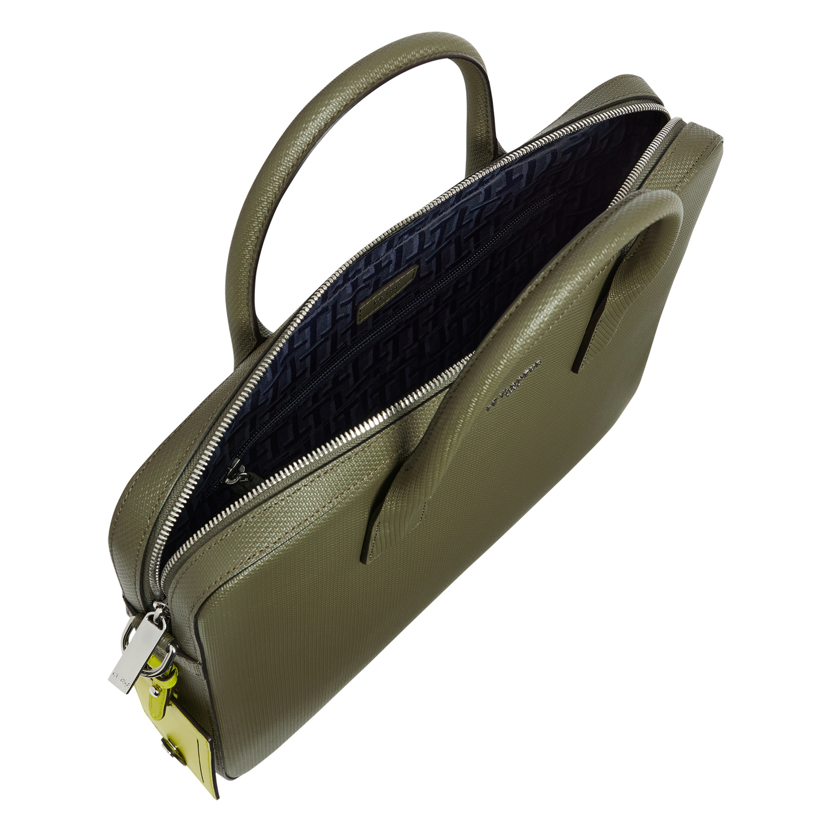 Slanke documenthouder van 14&quot; in leer LE TANNEUR Groen