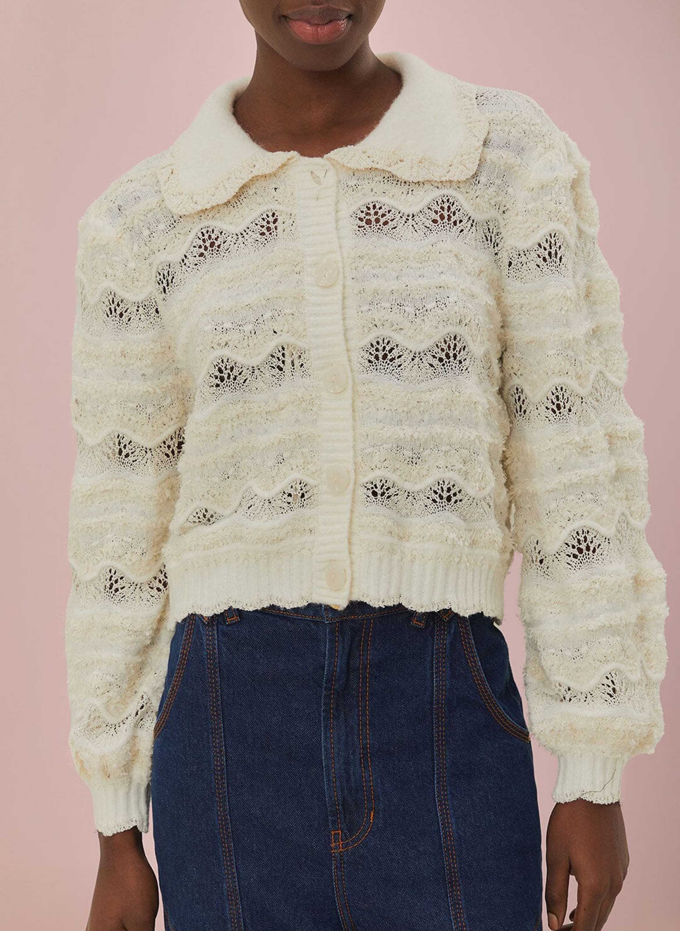 Cardigan with Peter Pan collar FARM RIO White