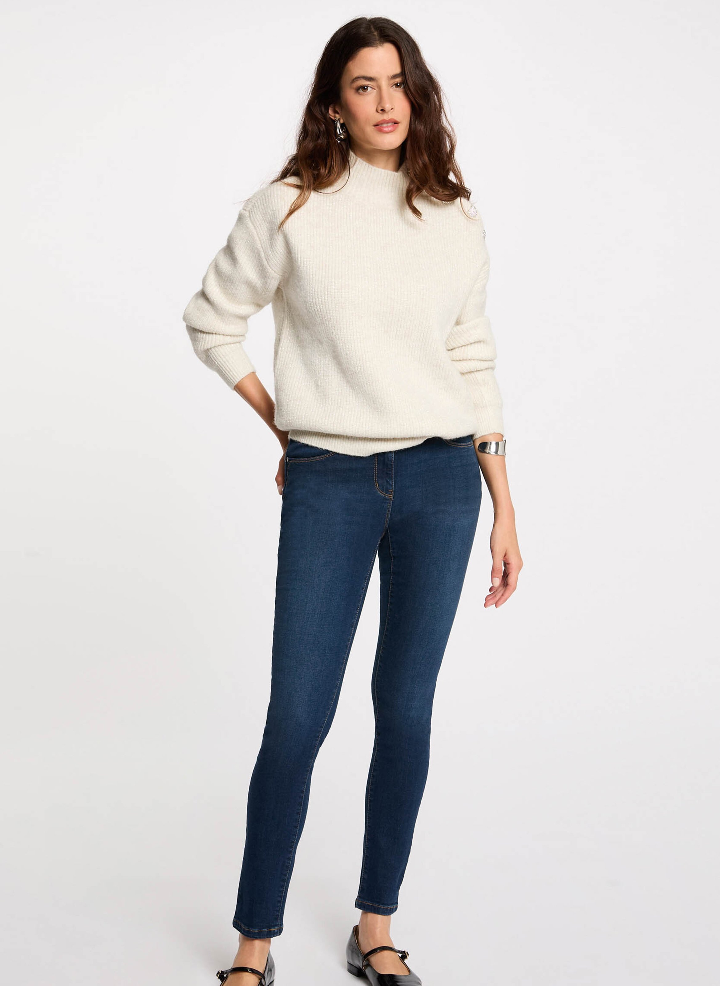 Straight-cut high-neck sweater MORGAN Beige