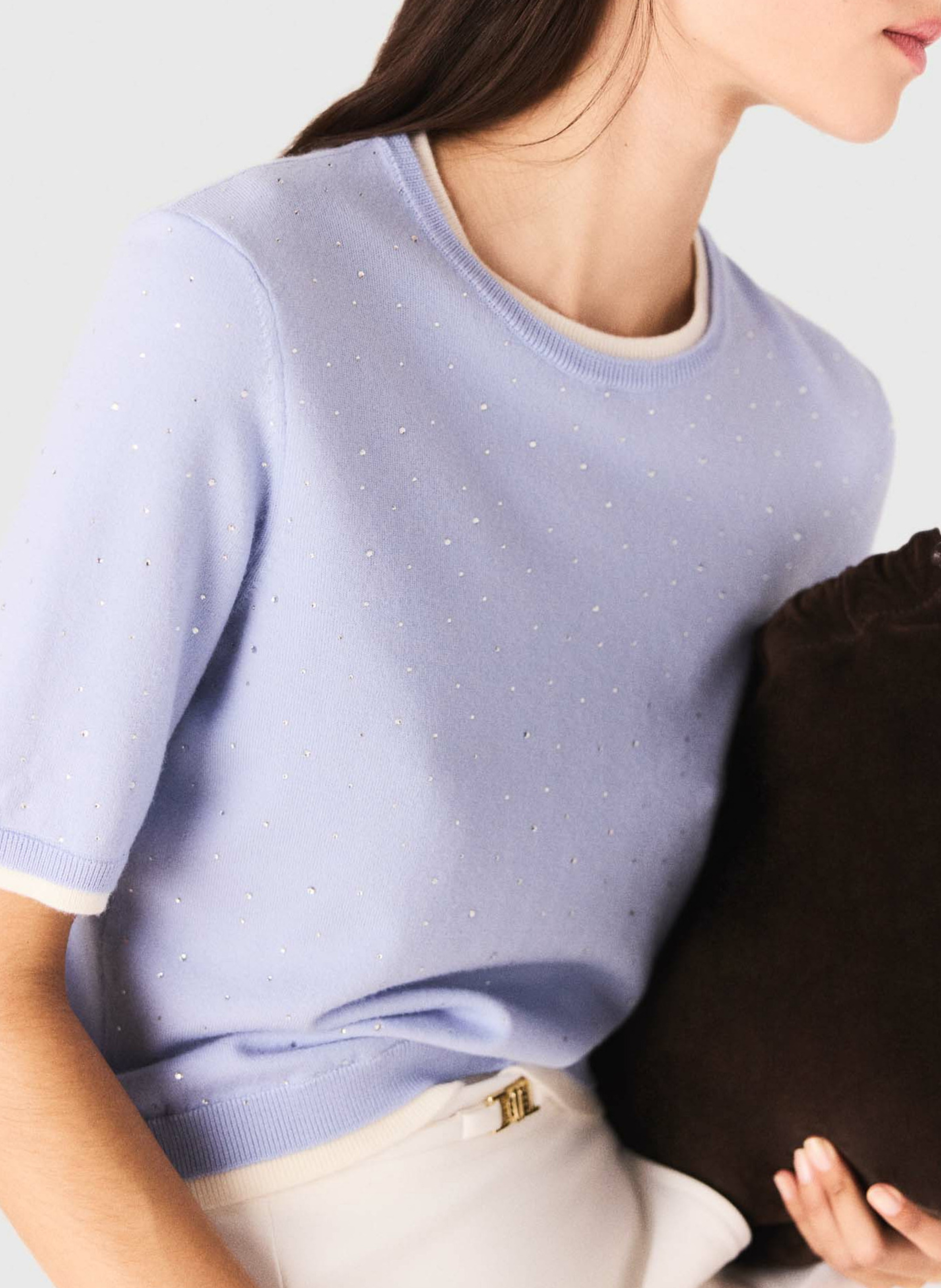 Pull col rond en laine mélangée MAJE Bleu