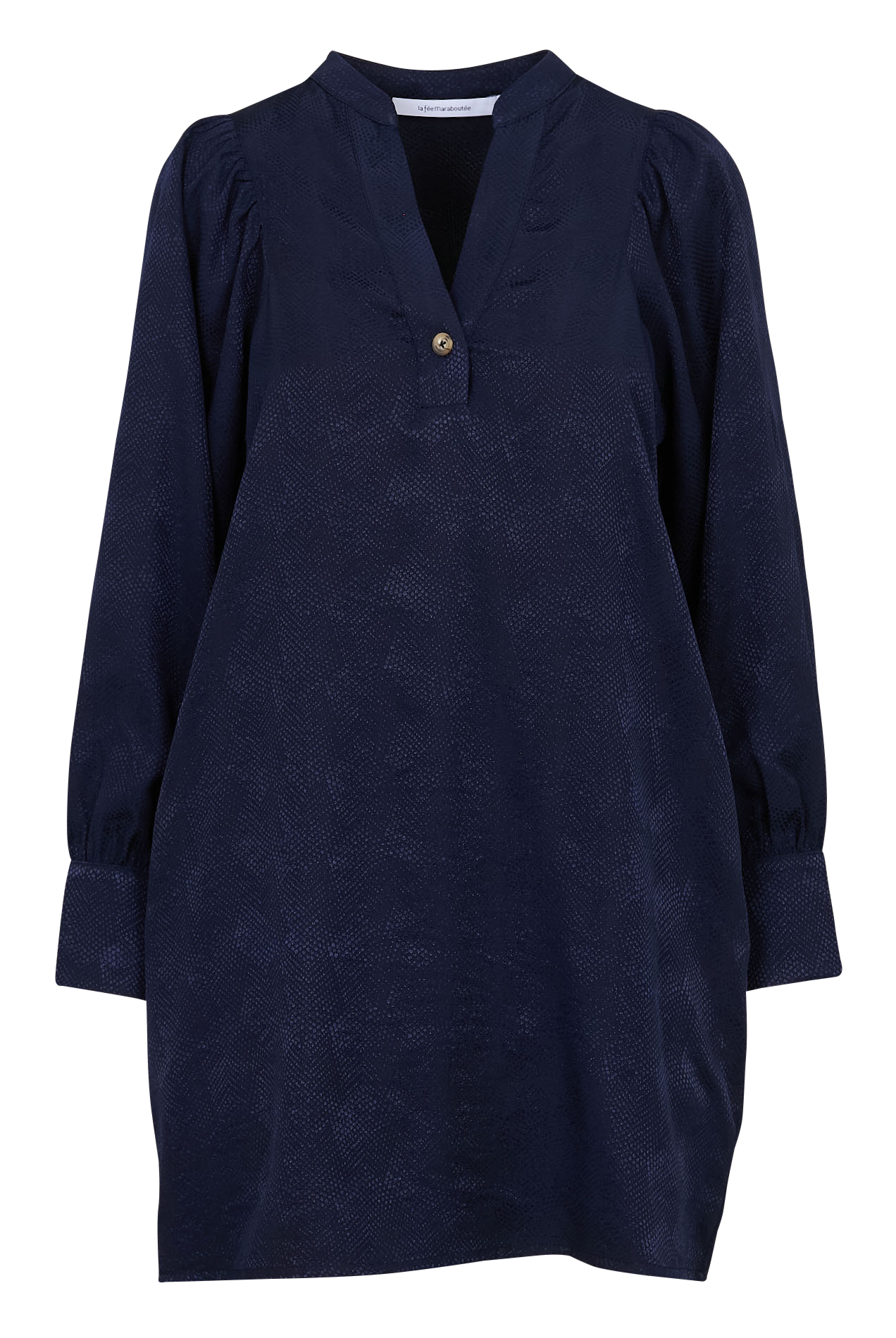 Short flared dress with Tunisian collar LA FEE MARABOUTEE Blue