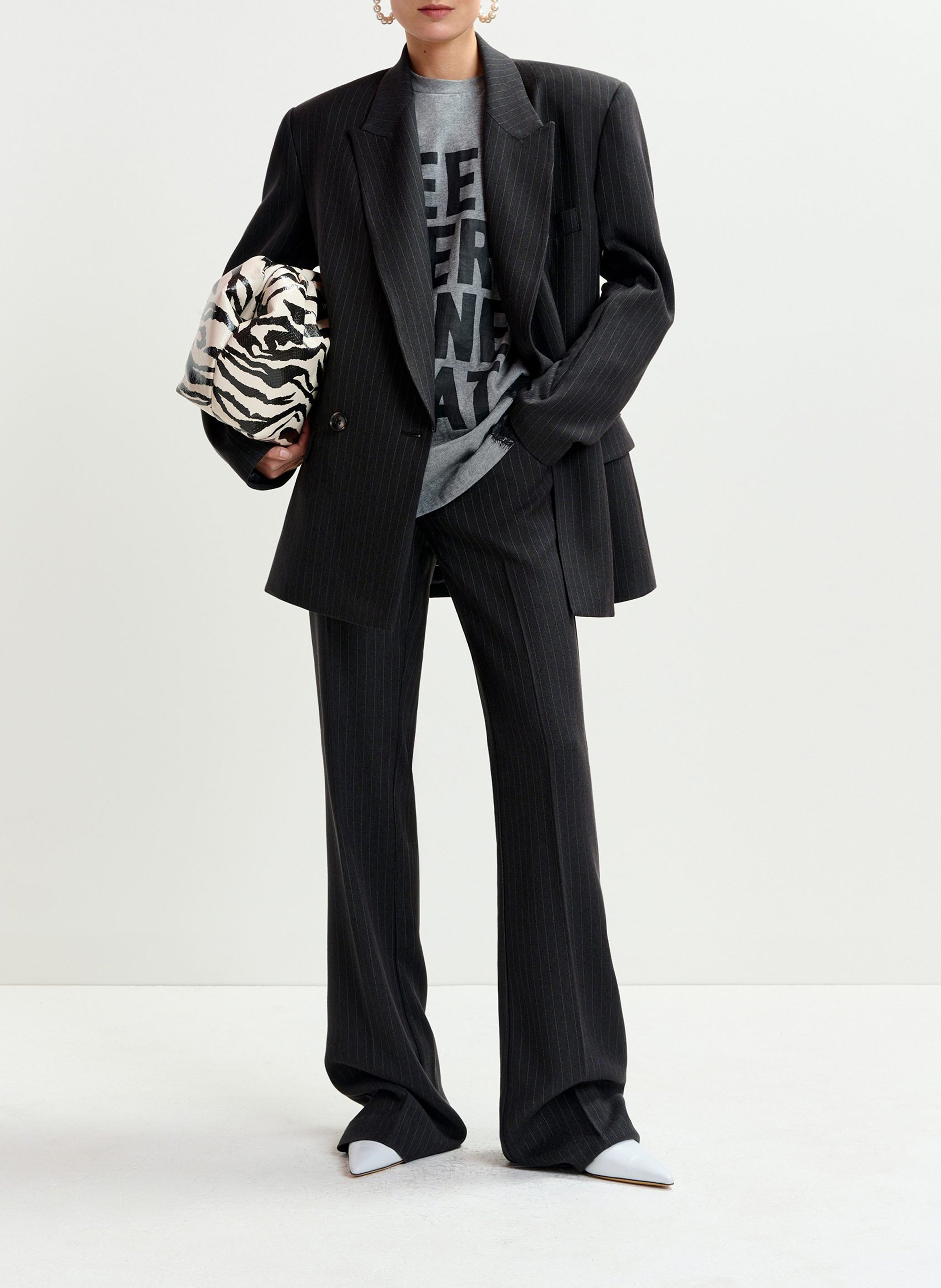 Pantalon taille haute flare rayé ESSENTIEL ANTWERP Bleu