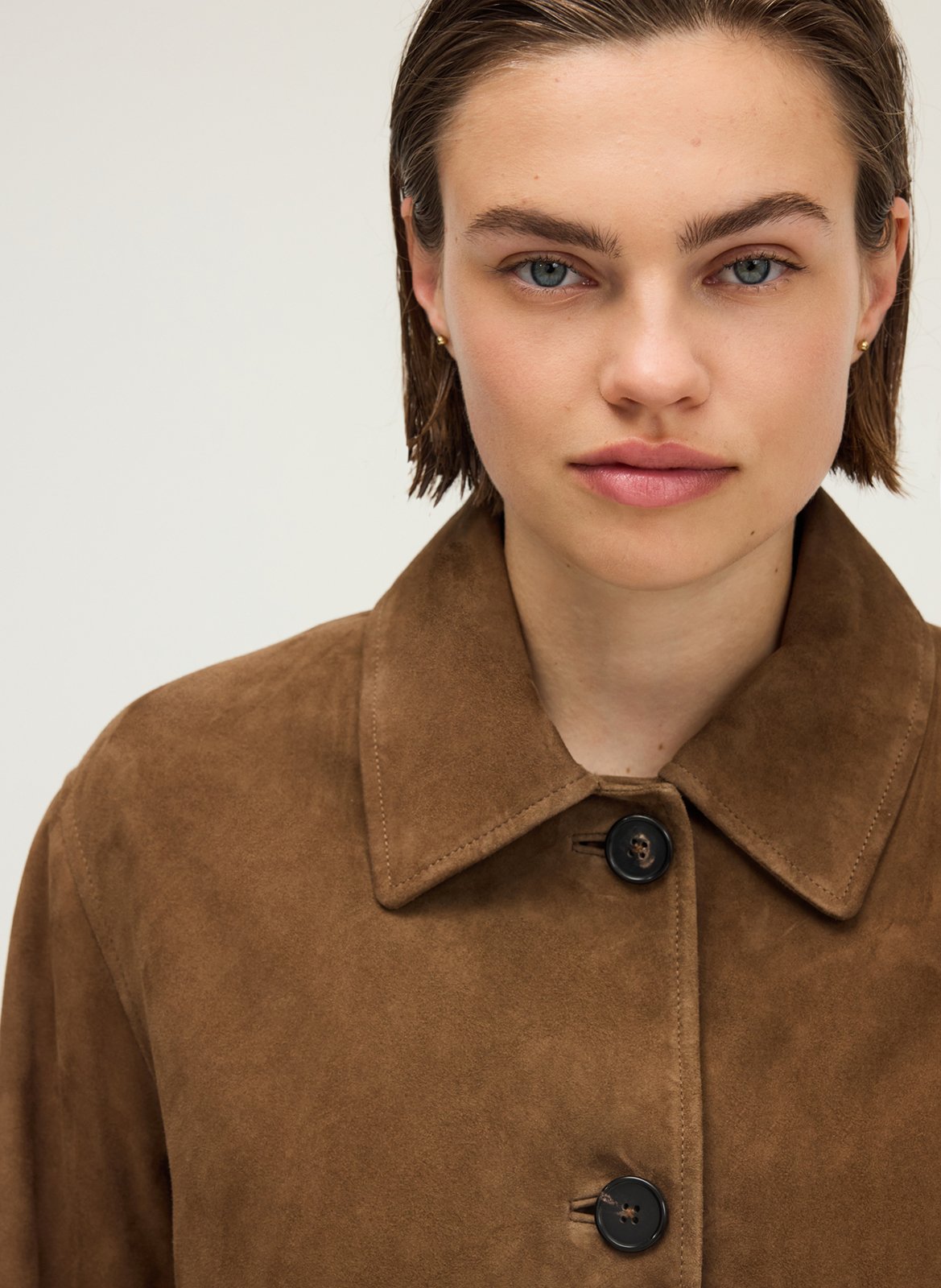 Straight suede leather jacket PABLO Brown