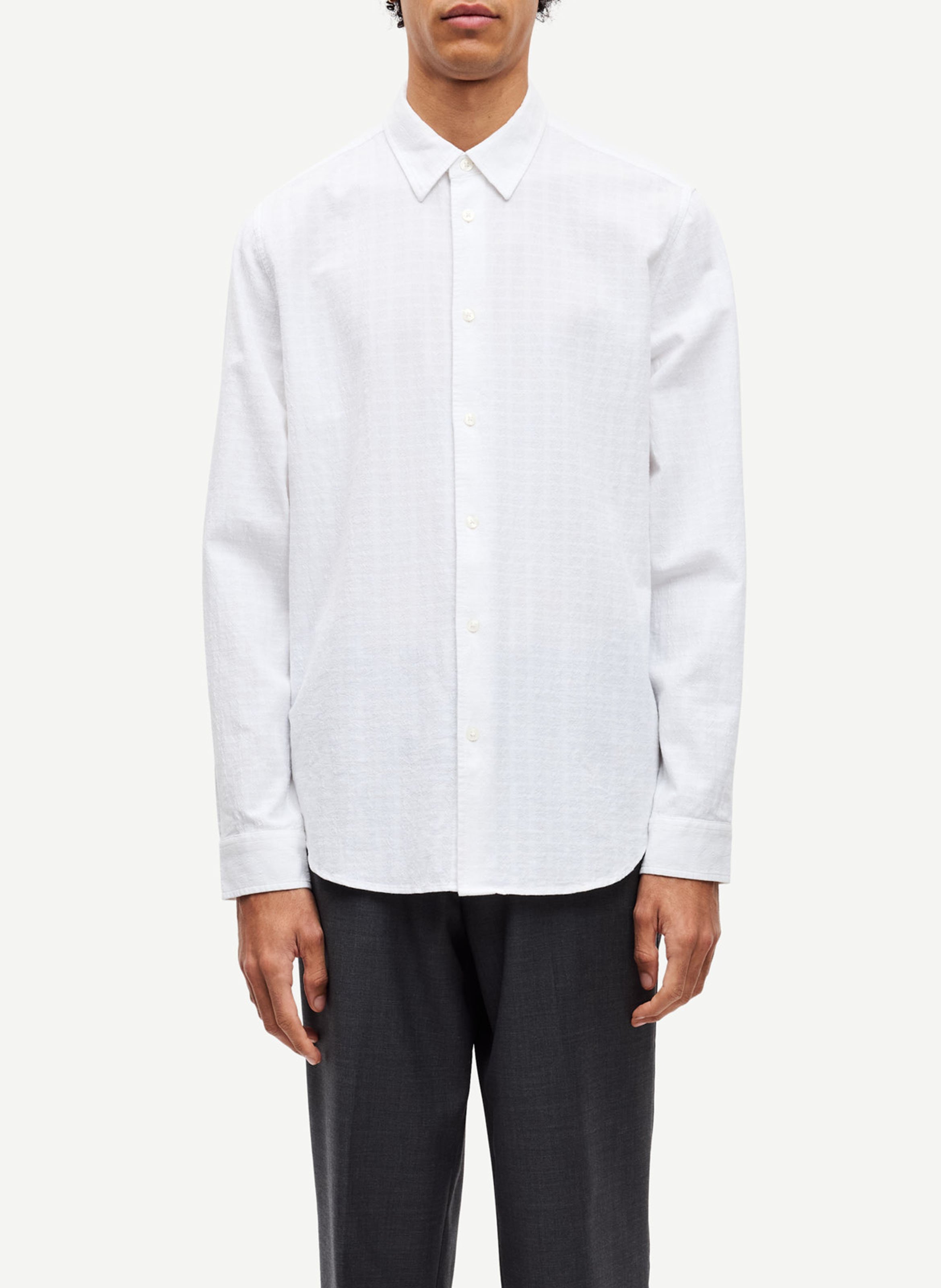 Hemd aus Leinen und Baumwolle mit Button-down-Kragen, Regular Fit SAMSOE SAMSOE Weiss