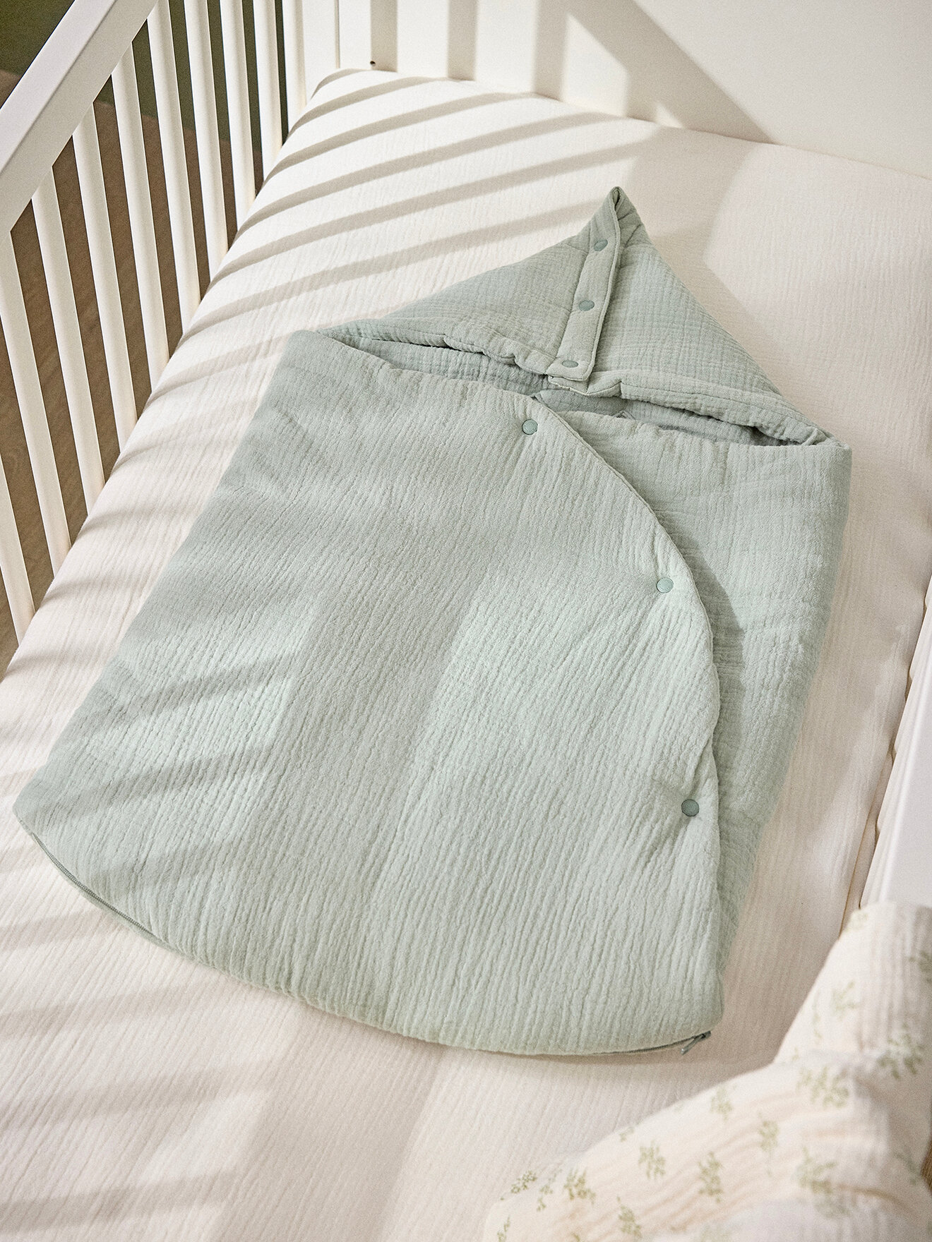Cotton muslin baby sleeping bag CYRILLUS Green