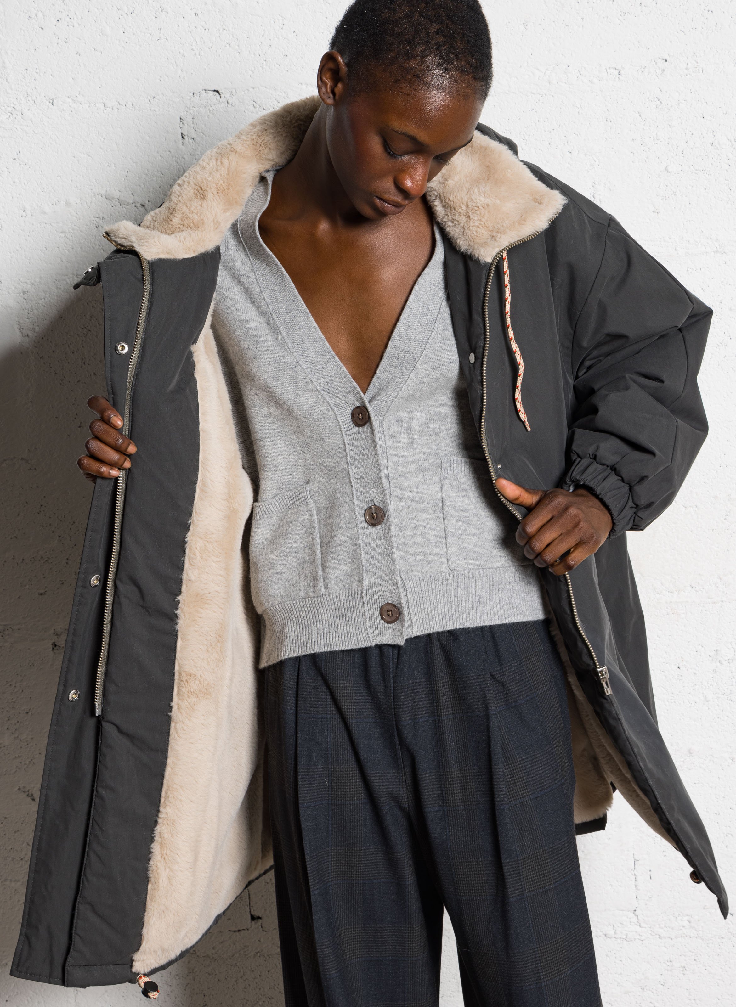 Oversized parka van gemengd katoen BELLEROSE Zwart