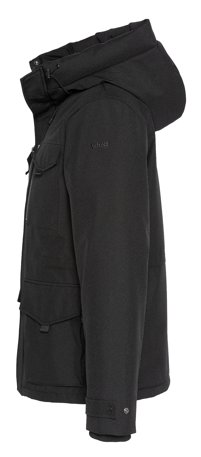 Parka à capuche droite à poches SCHOTT Noir