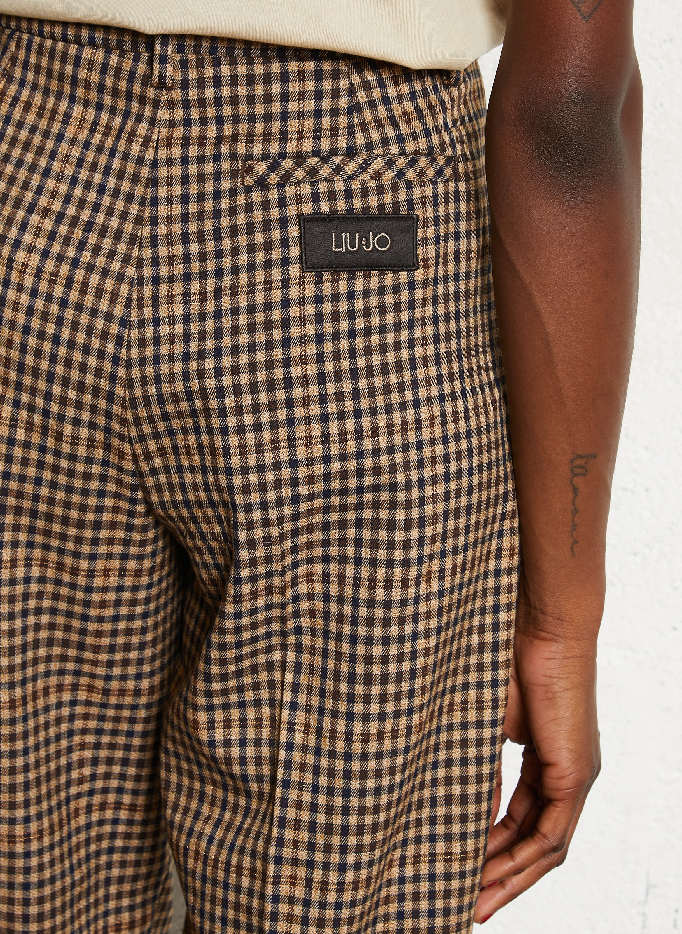 Karierte Bundfaltenhose LIU JO Braun