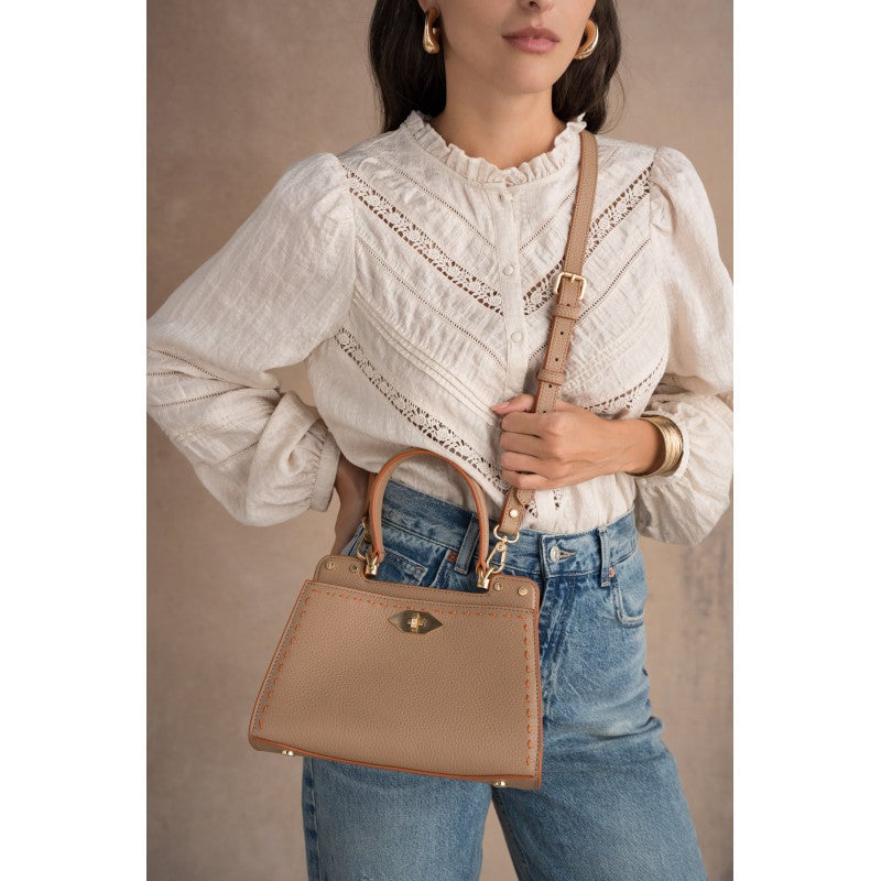 Handbag - cowhide leather POURCHET Brown