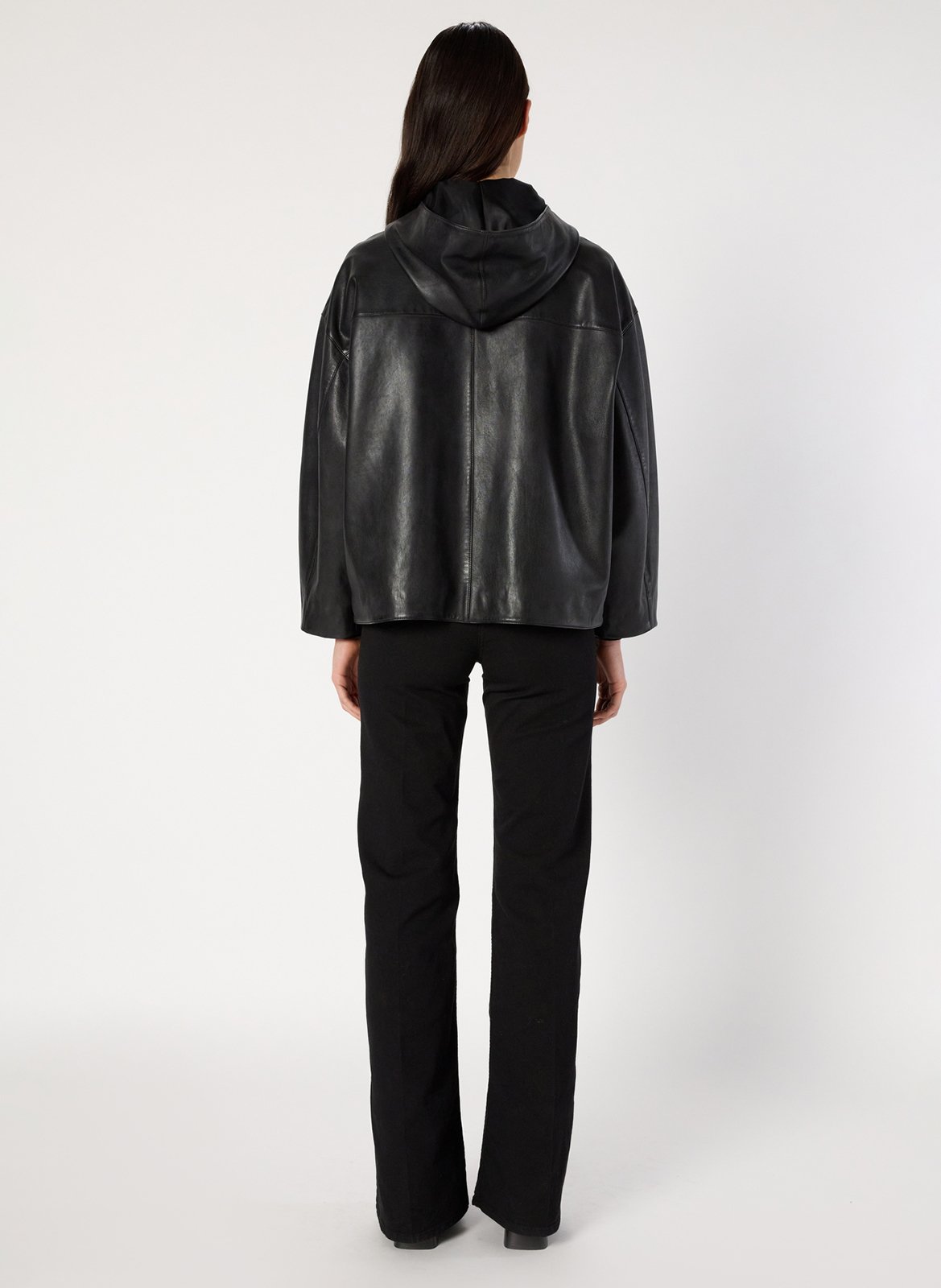 Leather jacket with high collar GERARD DAREL Black