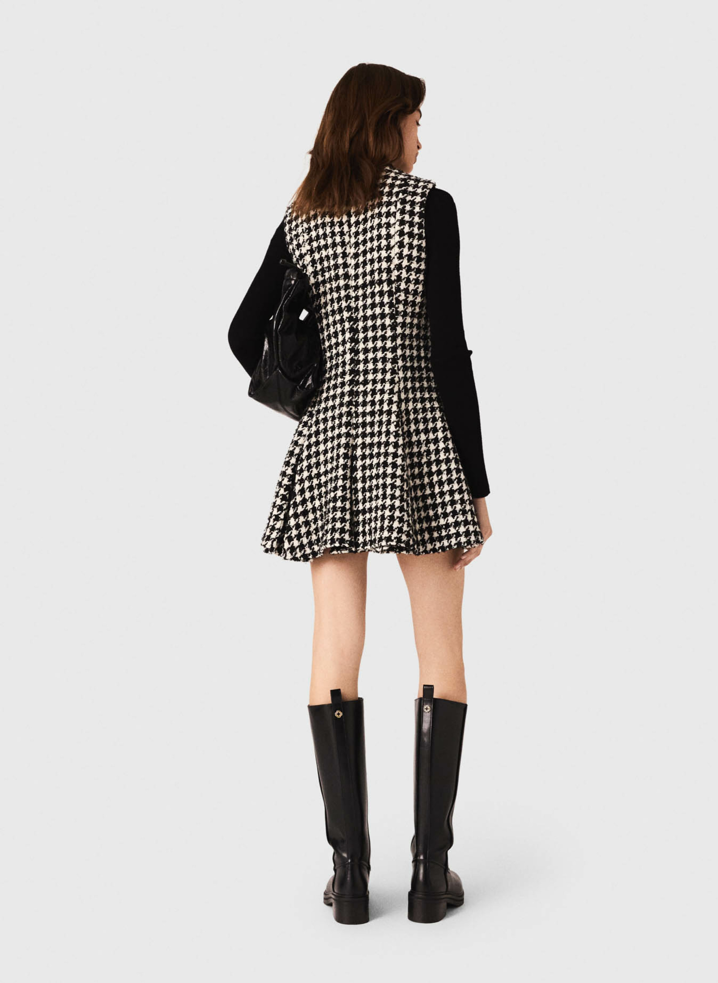 Robe courte col rond imprimé MAJE Noir