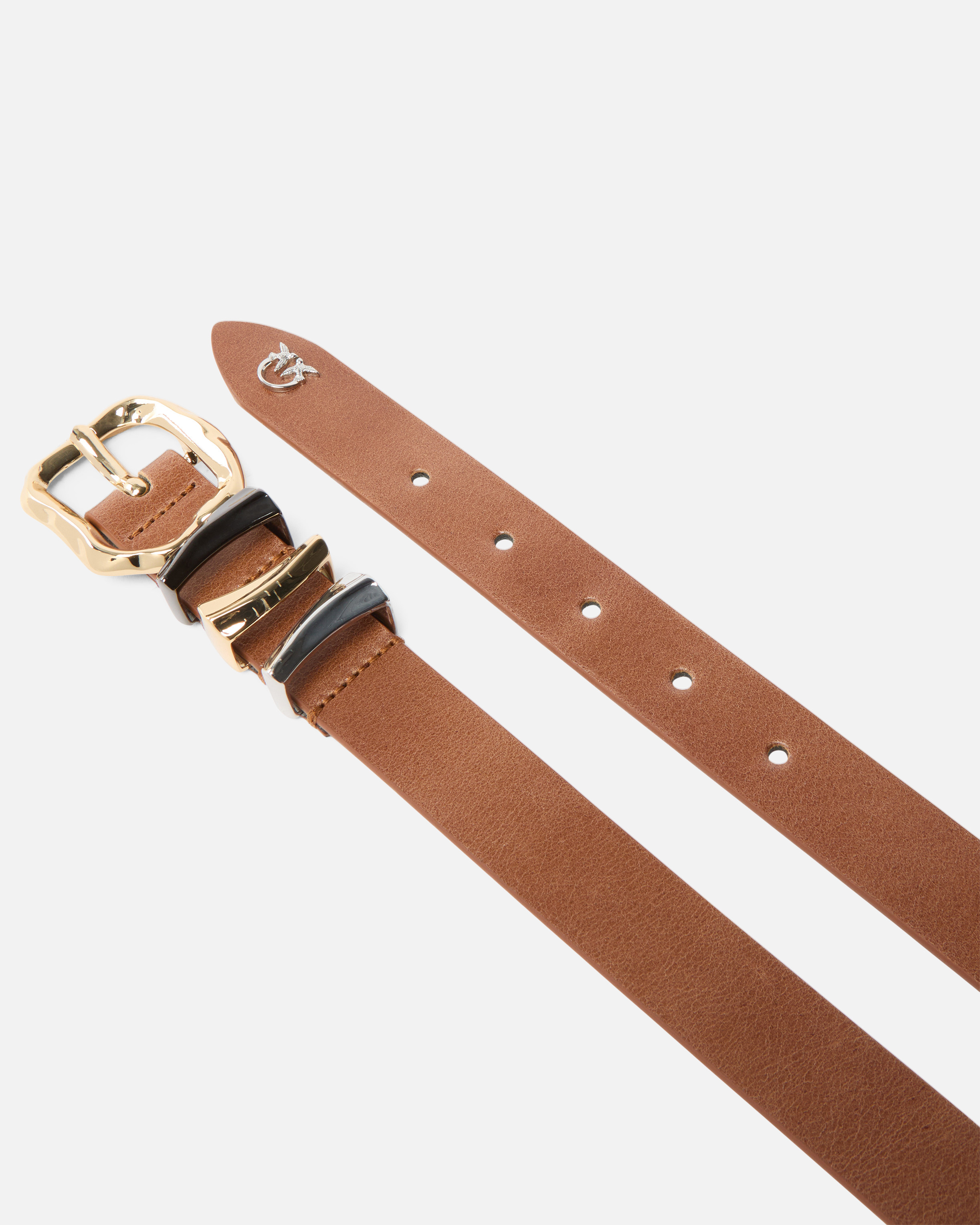 Belt with love birds logo 2 cm PINKO Brown