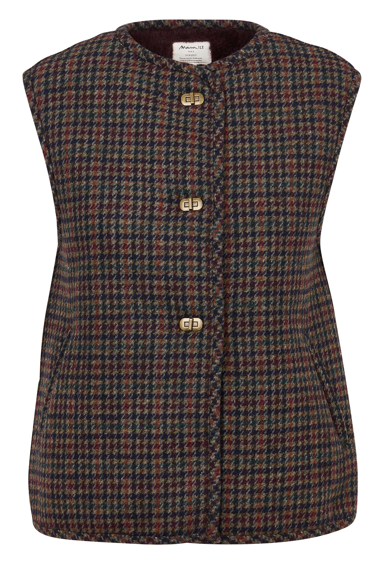 Straight round neck plaid jacket MAISON 123 Purple