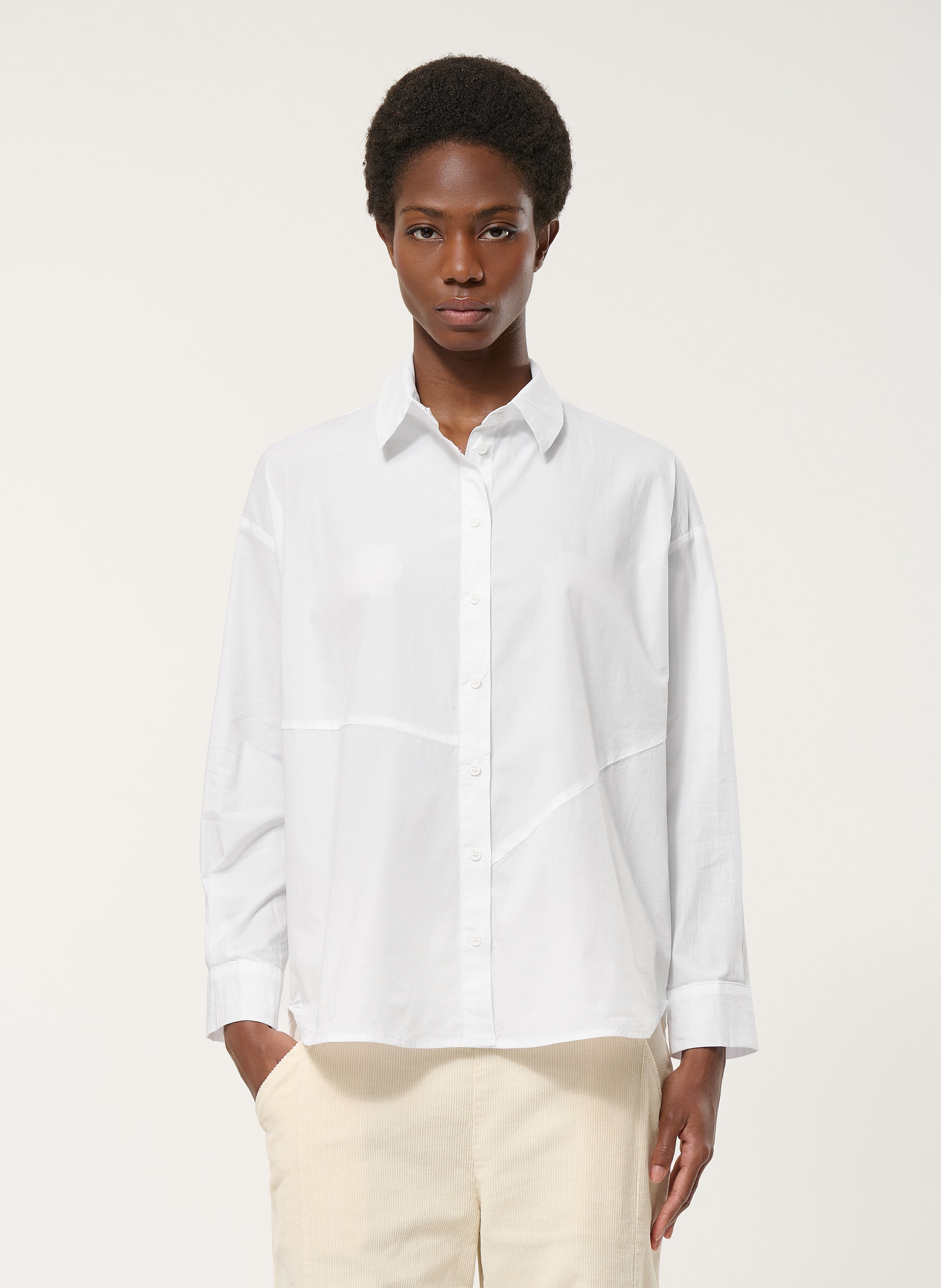 Chemise oversize col classique en coton mélangé HUMILITY Blanc