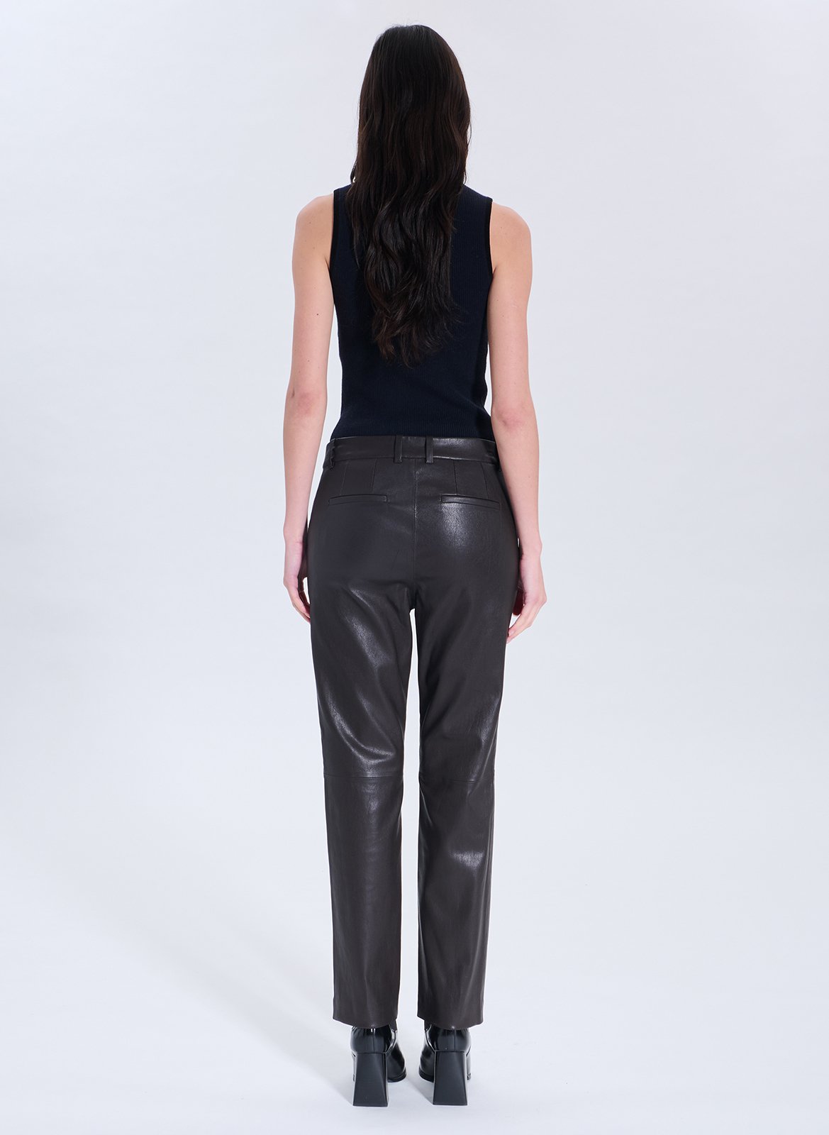 Straight leather pants ZAPA Brown