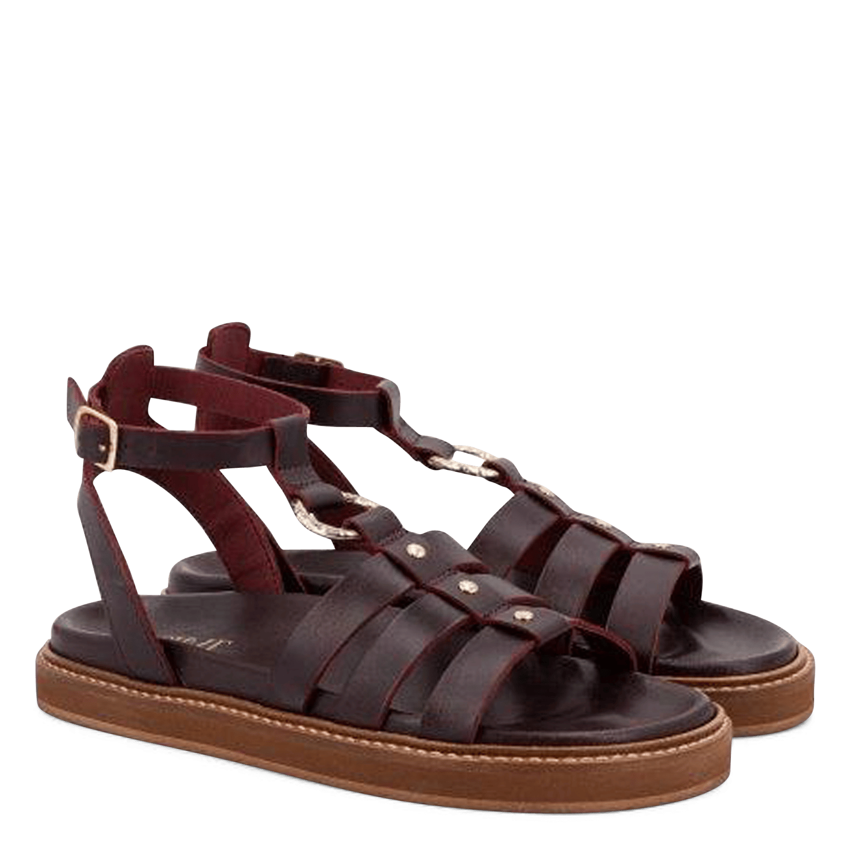 Sandales plates en cuir TORAL Rouge