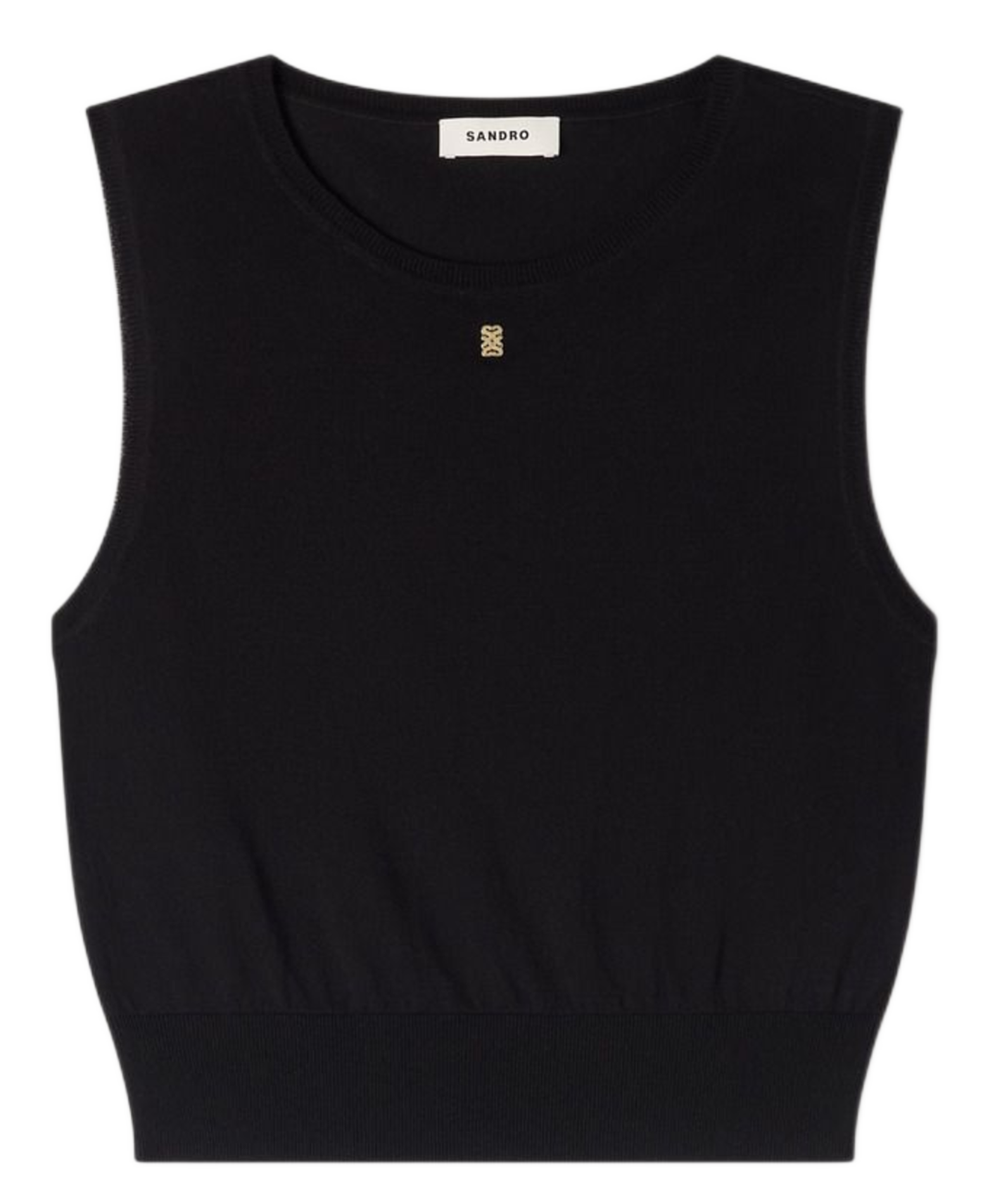 Ronde hals top in gemengd katoen SANDRO Zwart