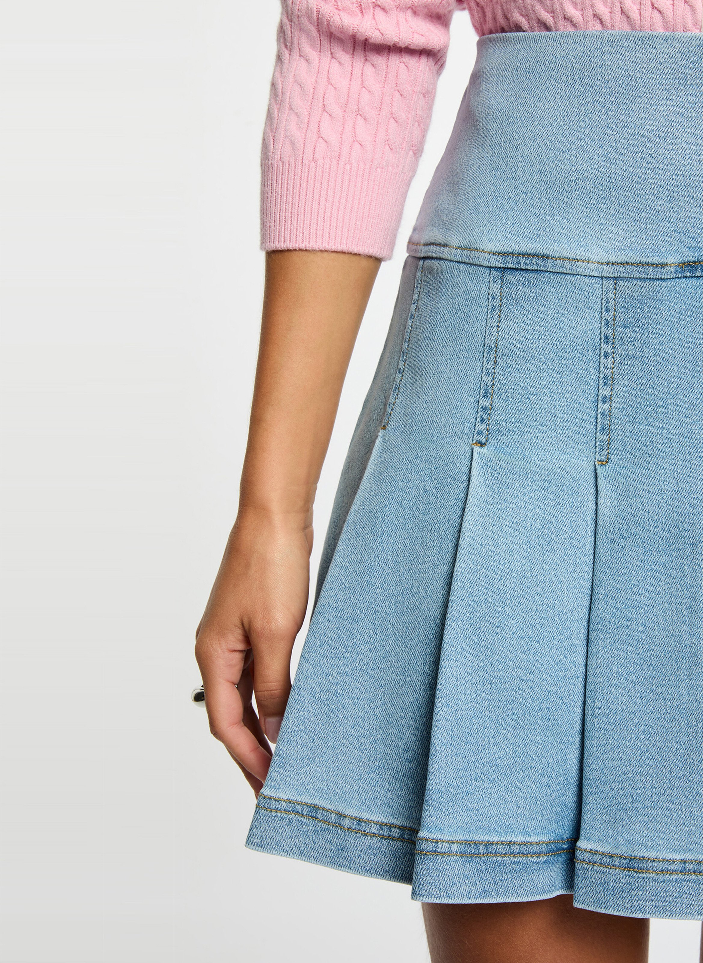 Short skater denim skirt MORGAN Blue