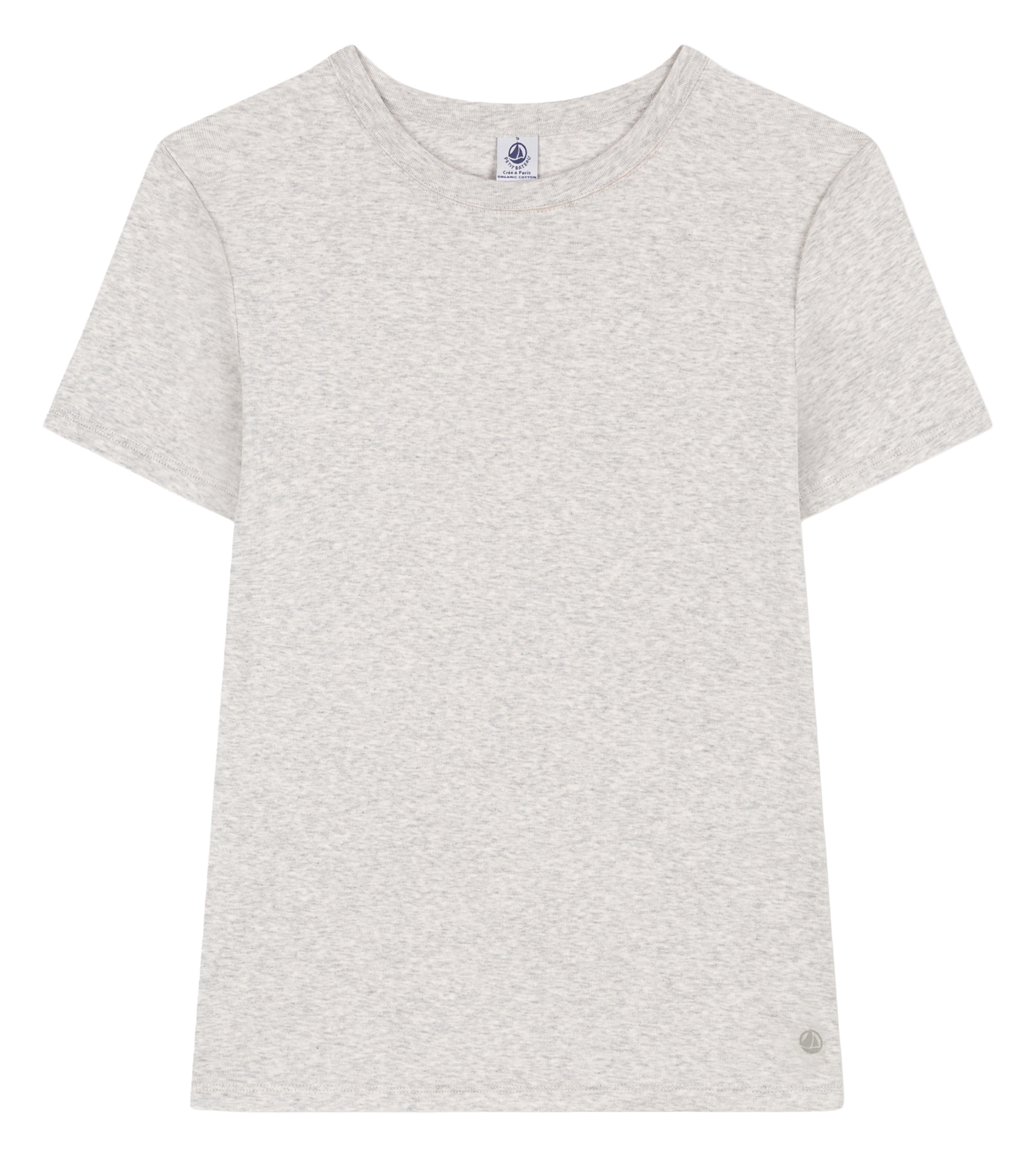 Tee-shirt droit col rond en coton PETIT BATEAU Gris