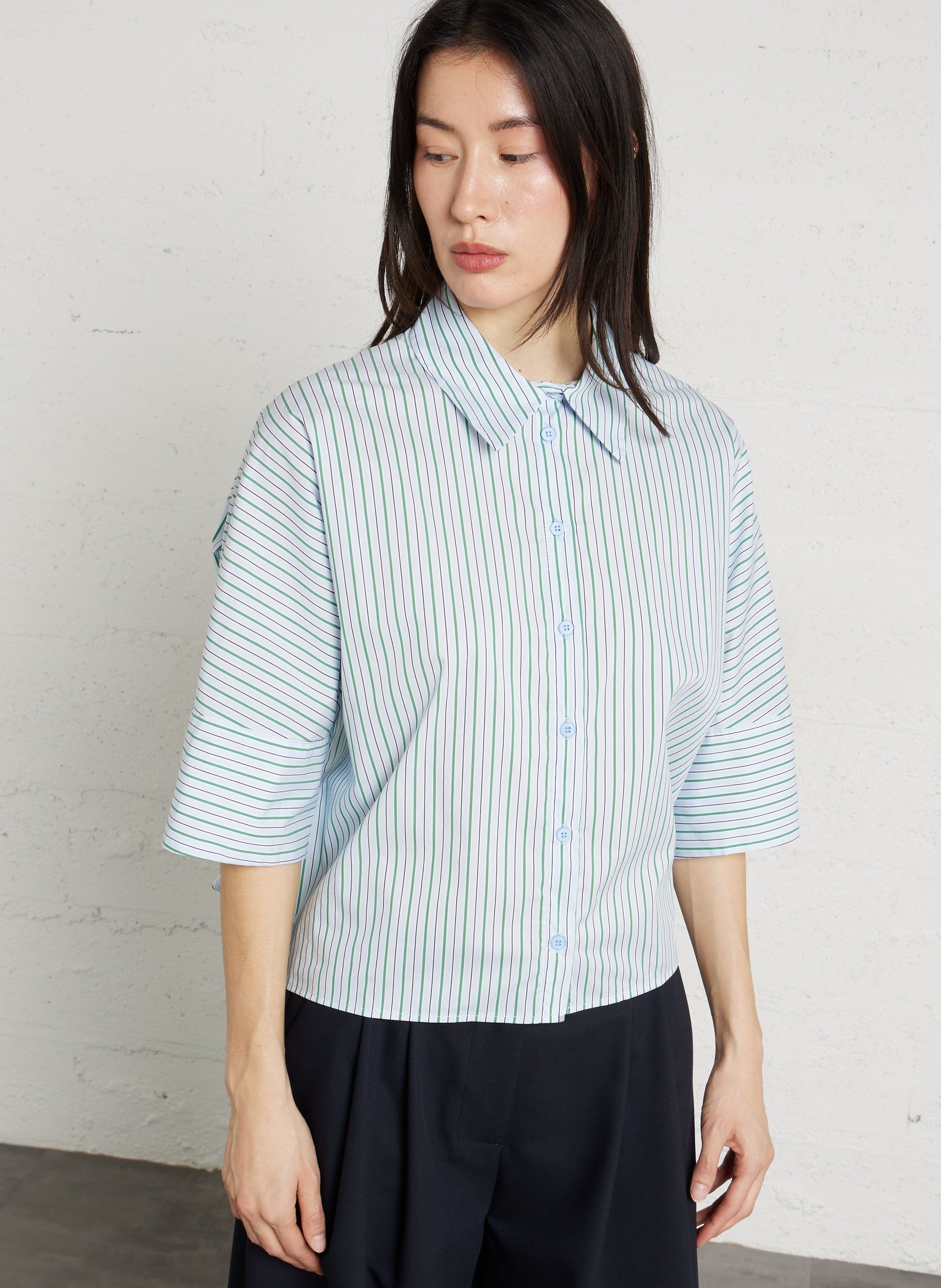 Chemise col classique en coton mélangé PLEASE Bleu