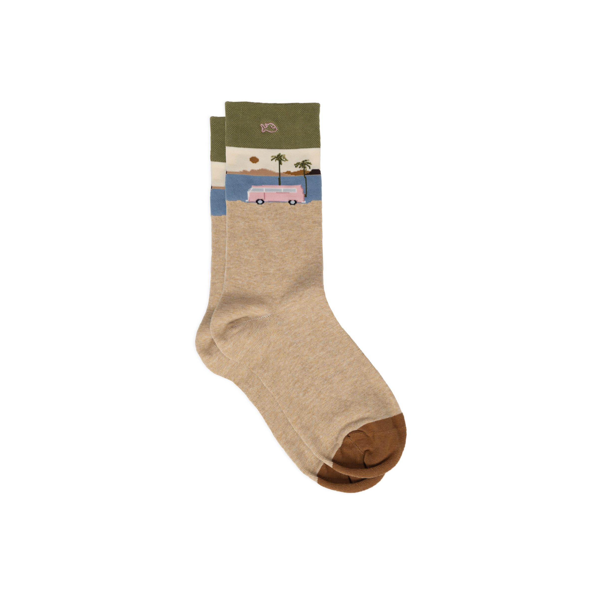 Combed Cotton Socks with Patterns BILLYBELT Beige