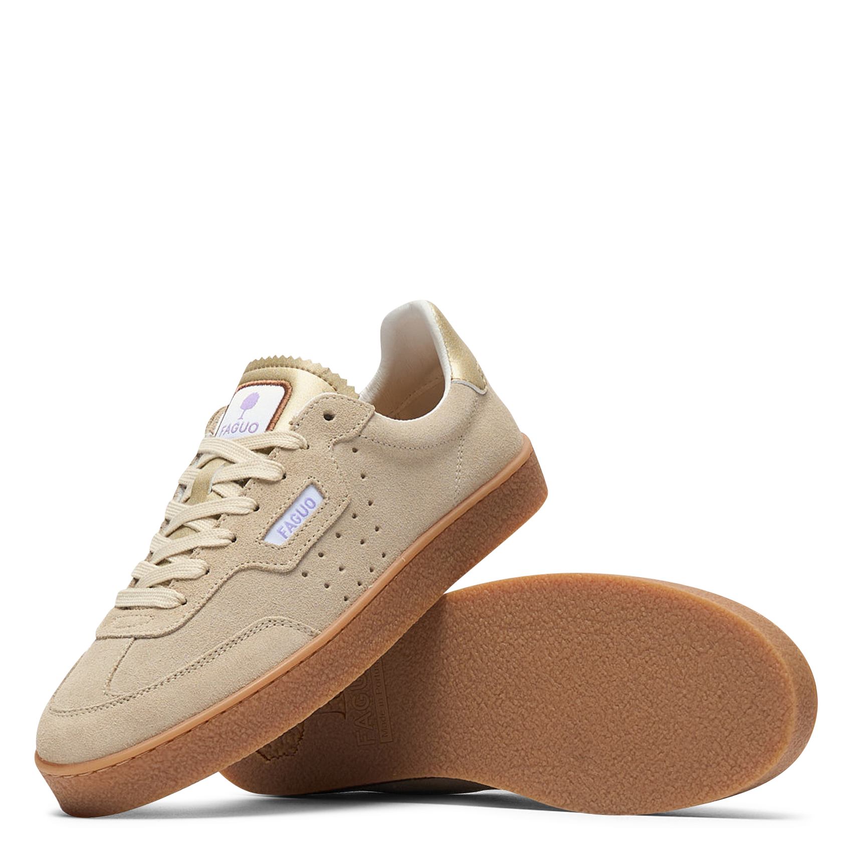Suede leather low-top sneakers FAGUO Beige