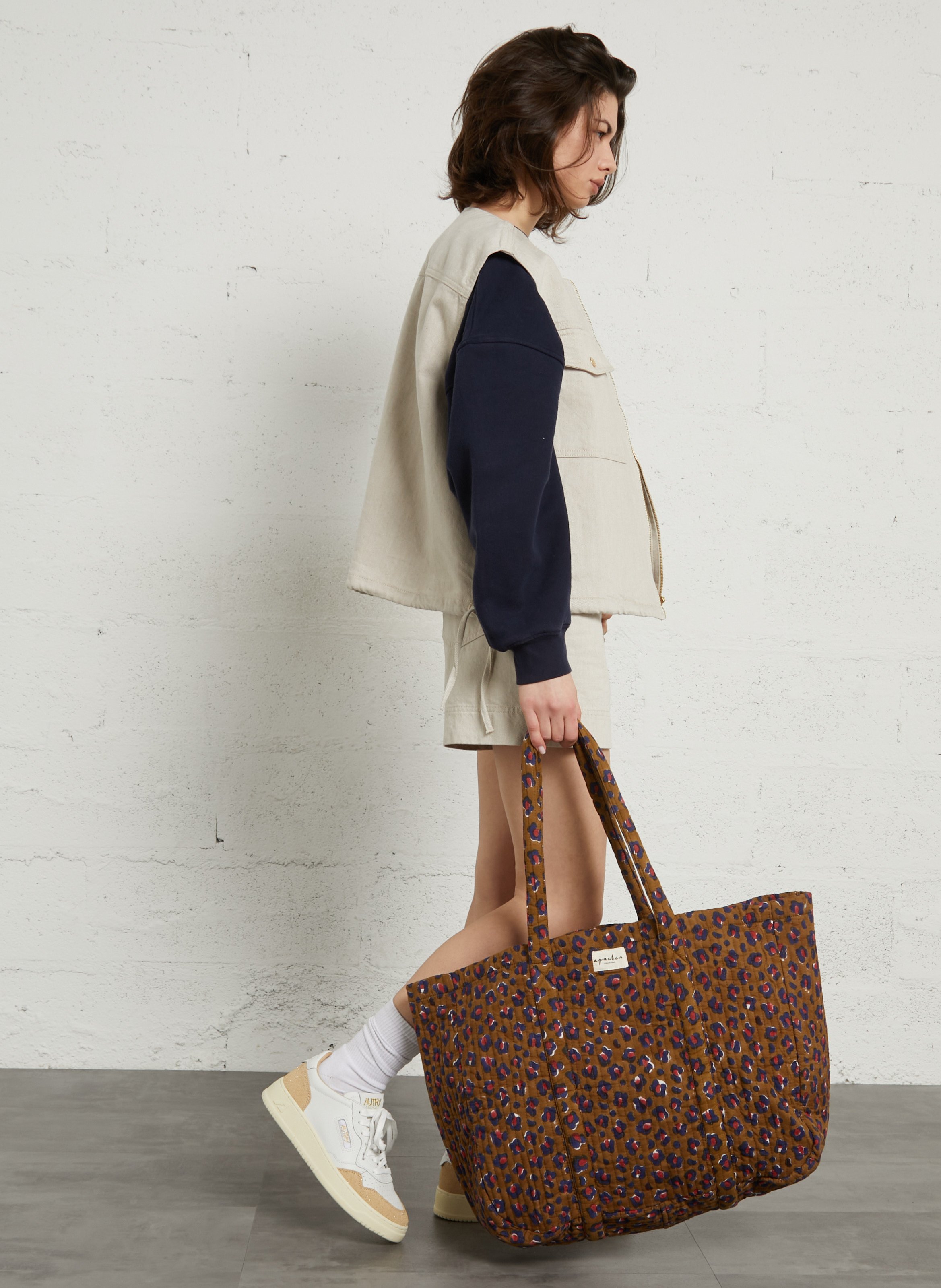 Shopper aus gesteppter Baumwolle mit Print APACHES COLLECTIONS Rot