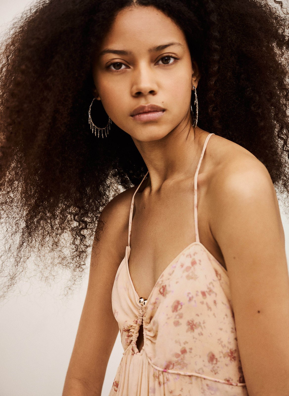 Flowing long flared dress BA&SH Beige