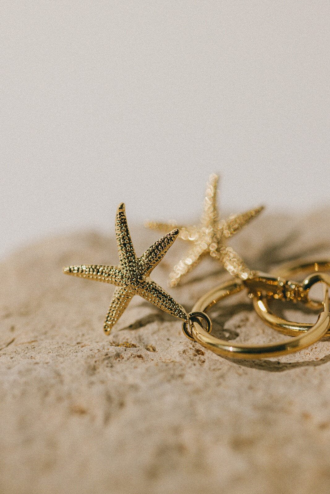 Small silver plated star hoop earrings MONSIEUR SIMONE Golden