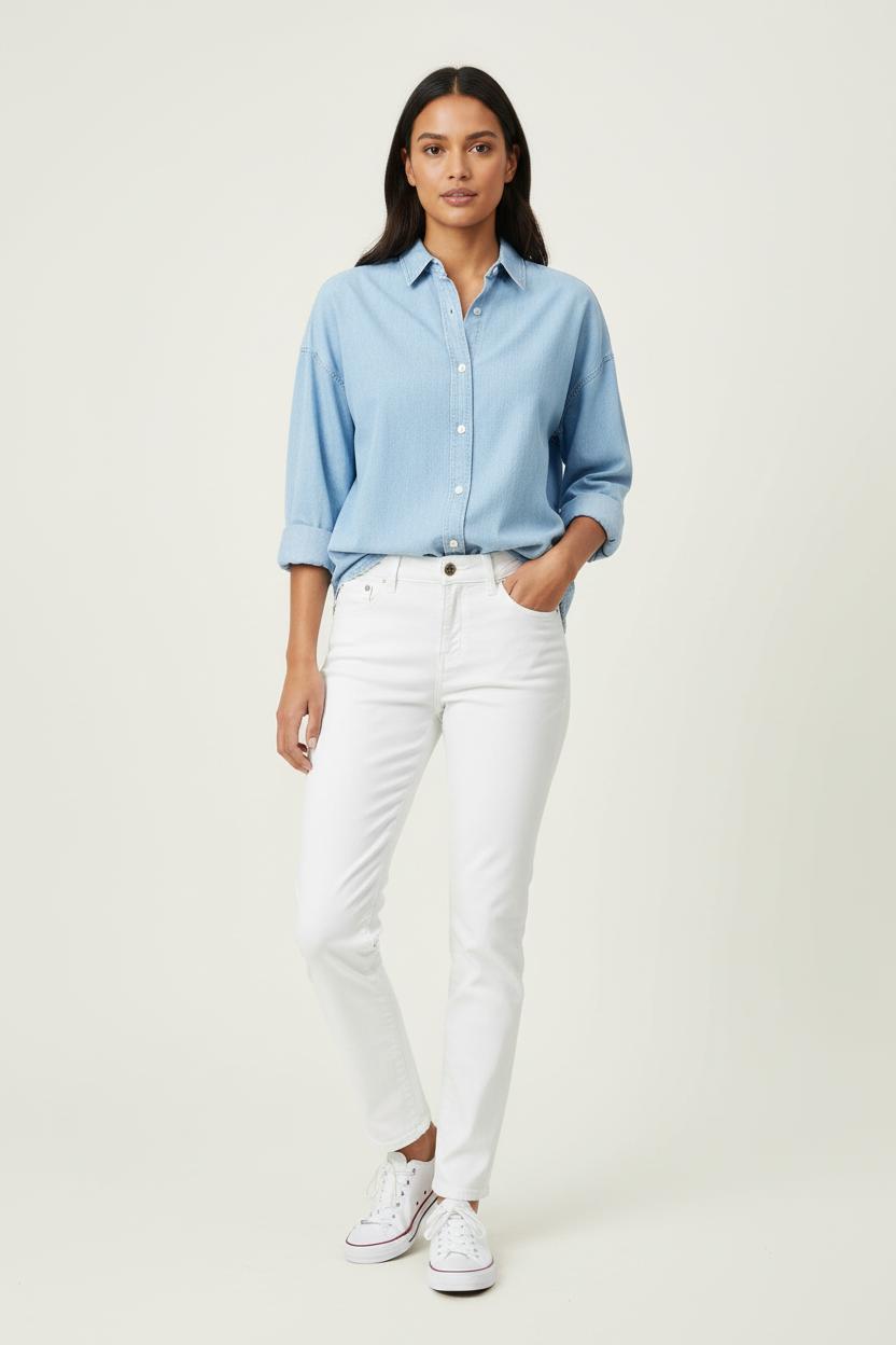 Cropped slim jeans with studs CLOSED - Seconde Main White