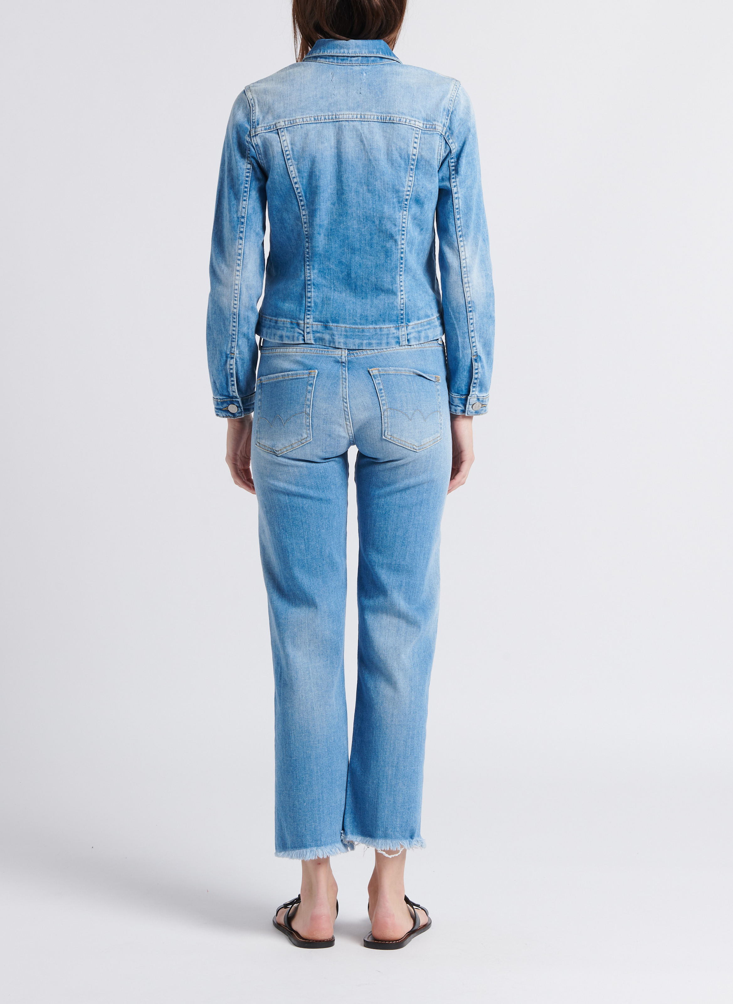 Veste jean col classique en coton mélangé  LE TEMPS DES CERISES Bleu